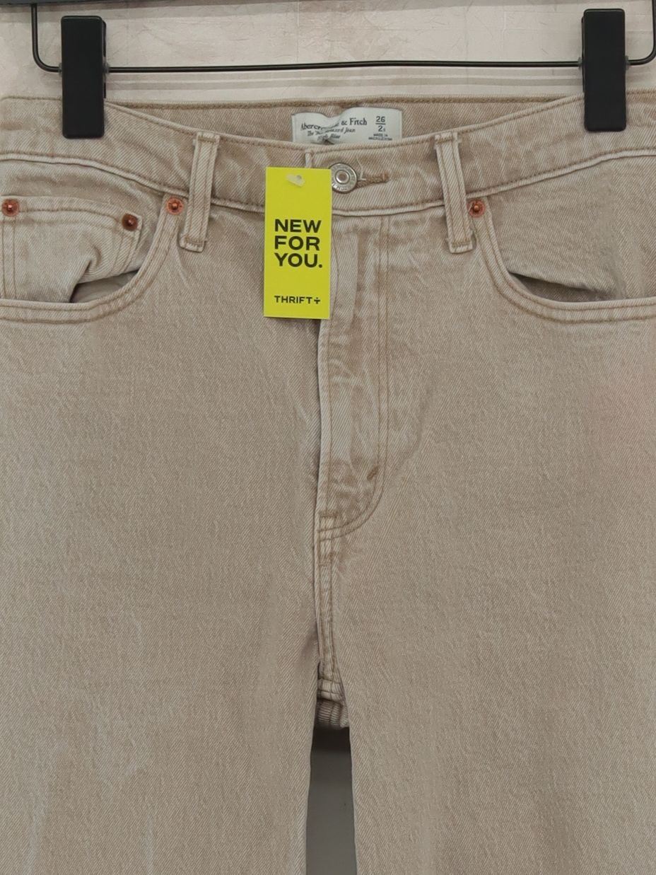 Abercrombie & Fitch Women's Jeans W 26 in Tan Cotton with Elastane Boyfriend - Image 3