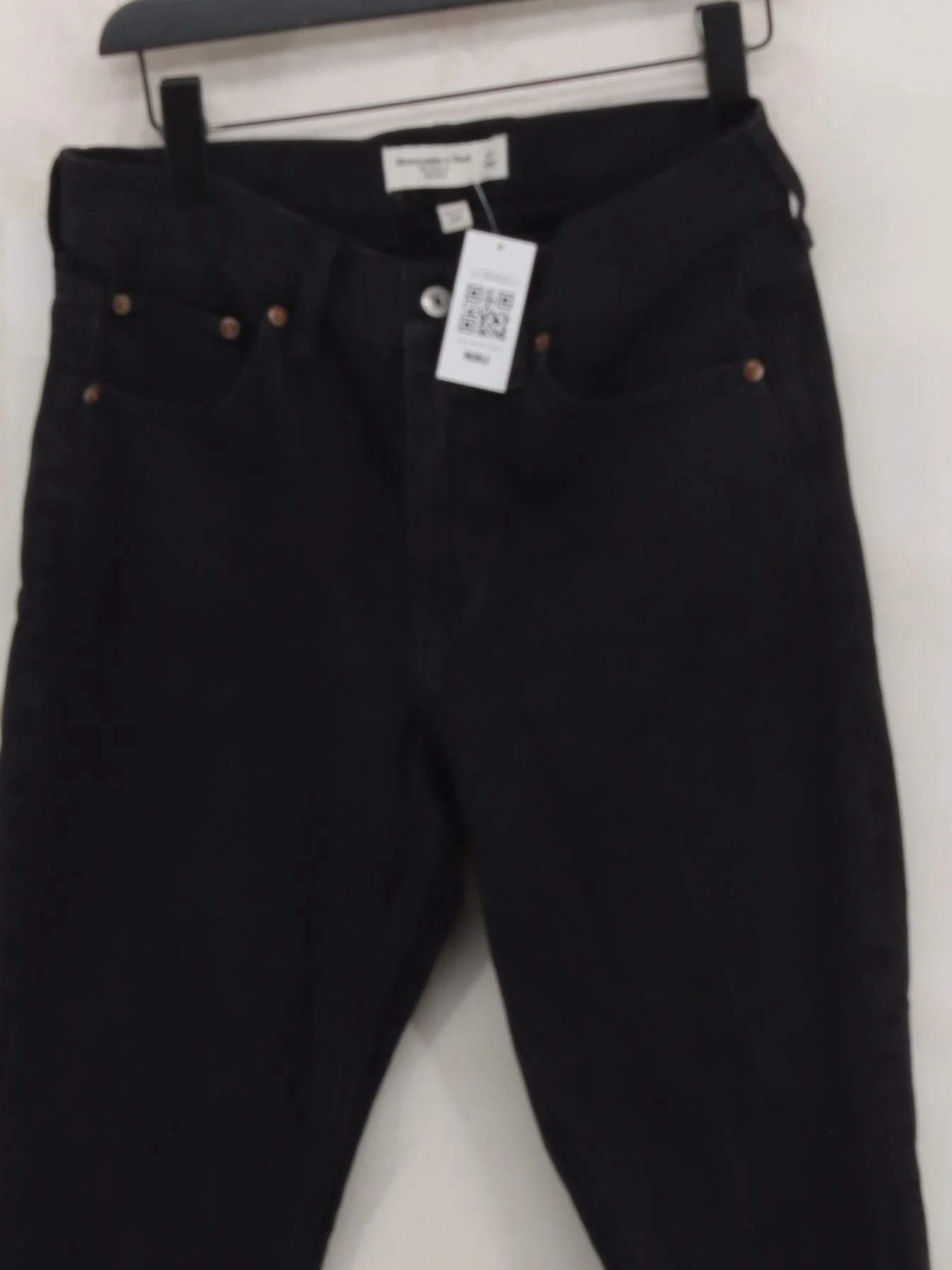 Abercrombie & Fitch Women's Jeans W 27 in Black Cotton with Elastane Flared - Image 3