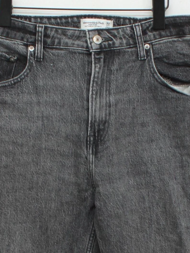 Abercrombie & Fitch Women's Jeans W 32 in Grey Cotton with Elastane Straight - Image 3