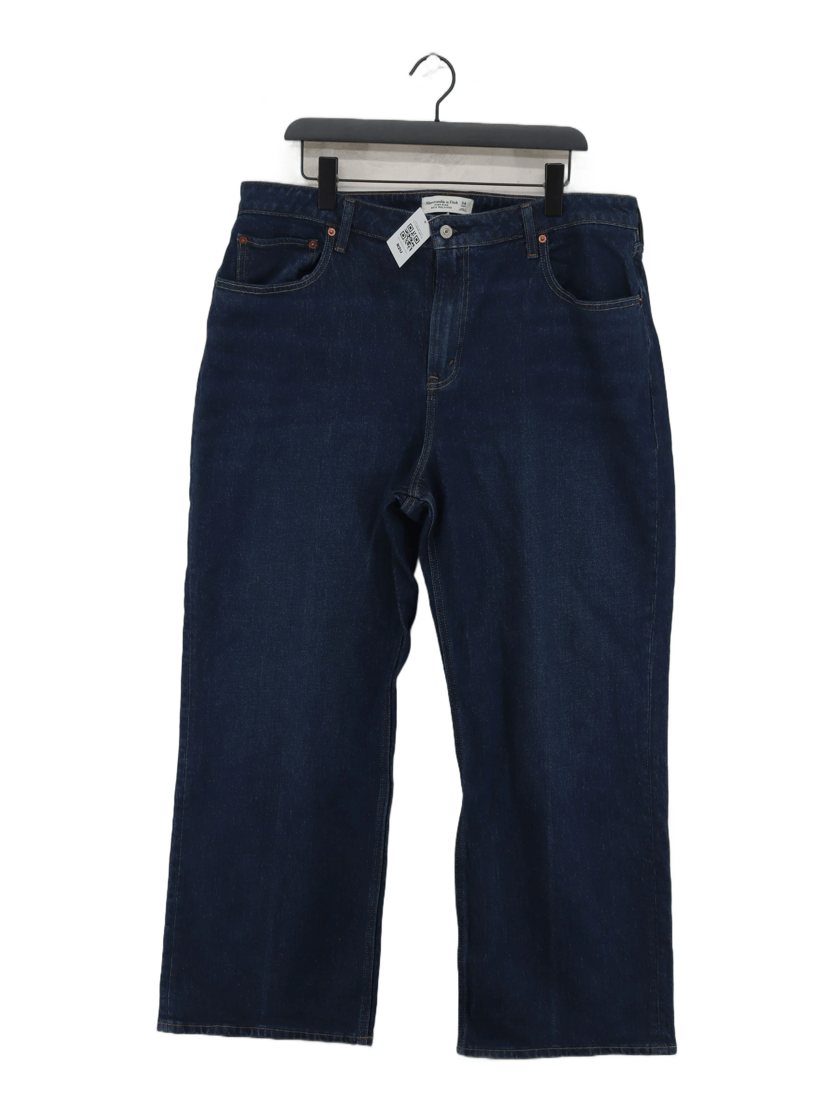 Abercrombie & Fitch Women's Jeans W 34 in Blue Cotton with Elastane Wide-Leg