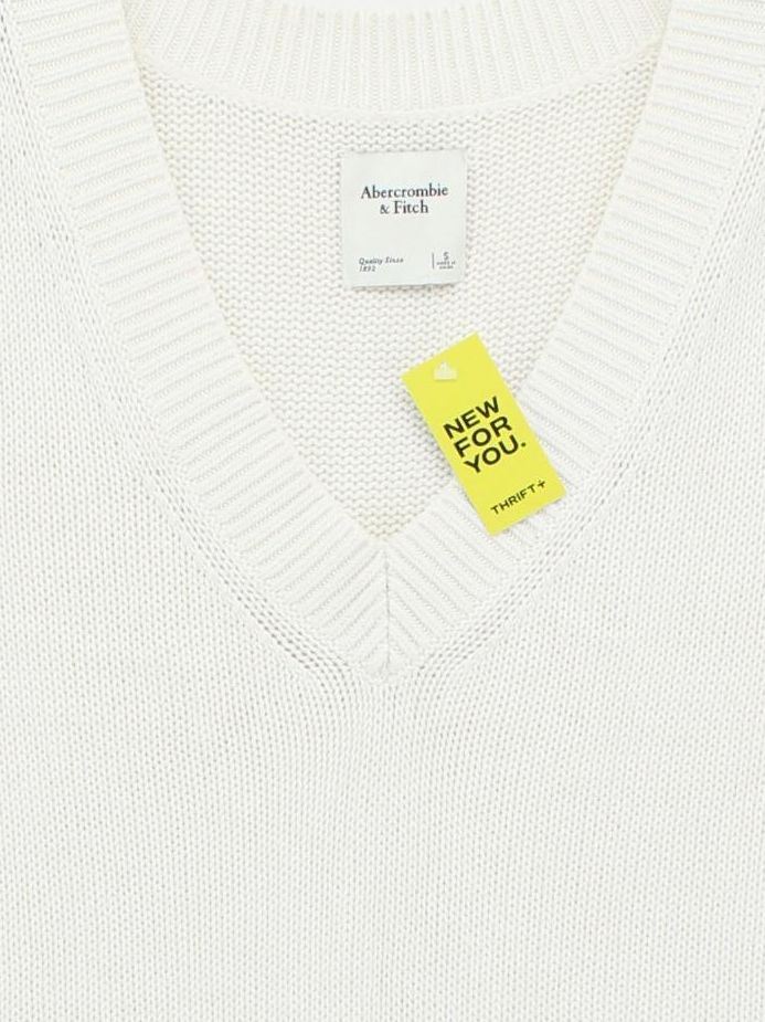 Abercrombie & Fitch Women's Jumper S White Cotton with Nylon, Viscose Vest - Image 3