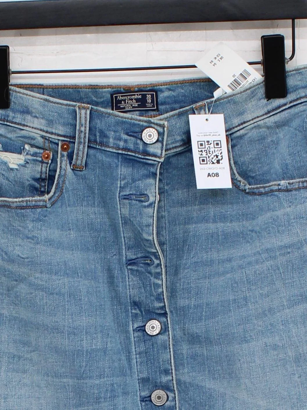 Abercrombie & Fitch Women's Midi Skirt UK 10 Blue Cotton New with tags - Image 3