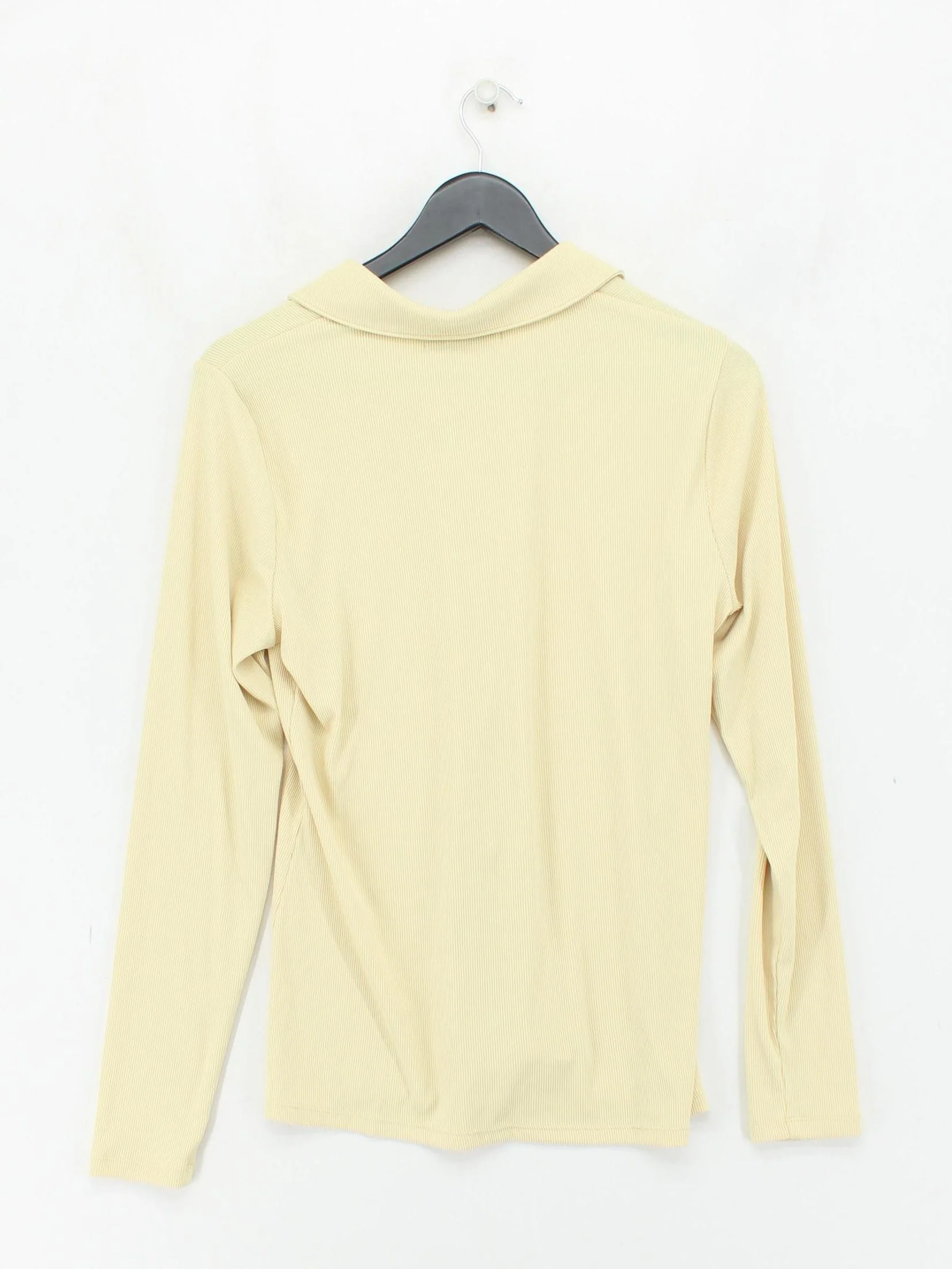 Abercrombie & Fitch Women's Shirt L Cream 100% Other Long Sleeve Collared Basic - Image 2