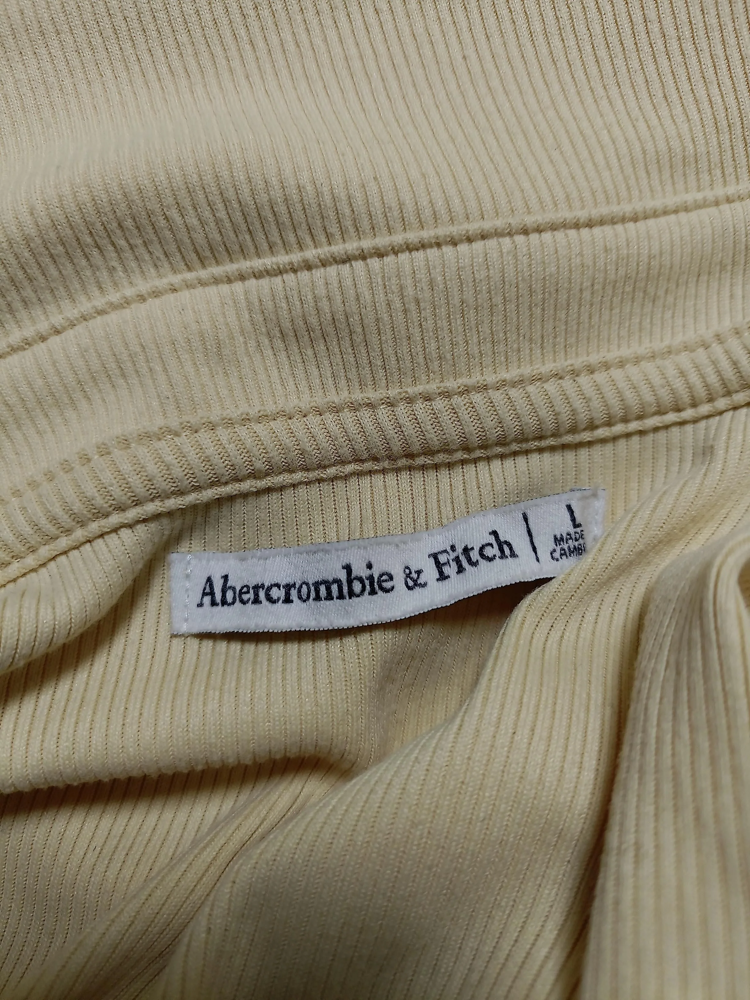 Abercrombie & Fitch Women's Shirt L Cream 100% Other Long Sleeve Collared Basic - Image 5