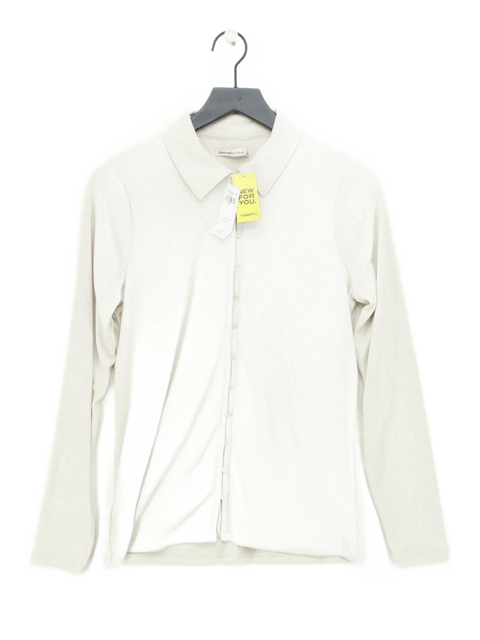 Abercrombie & Fitch Women's Shirt L Cream Polyester with Elastane Basic