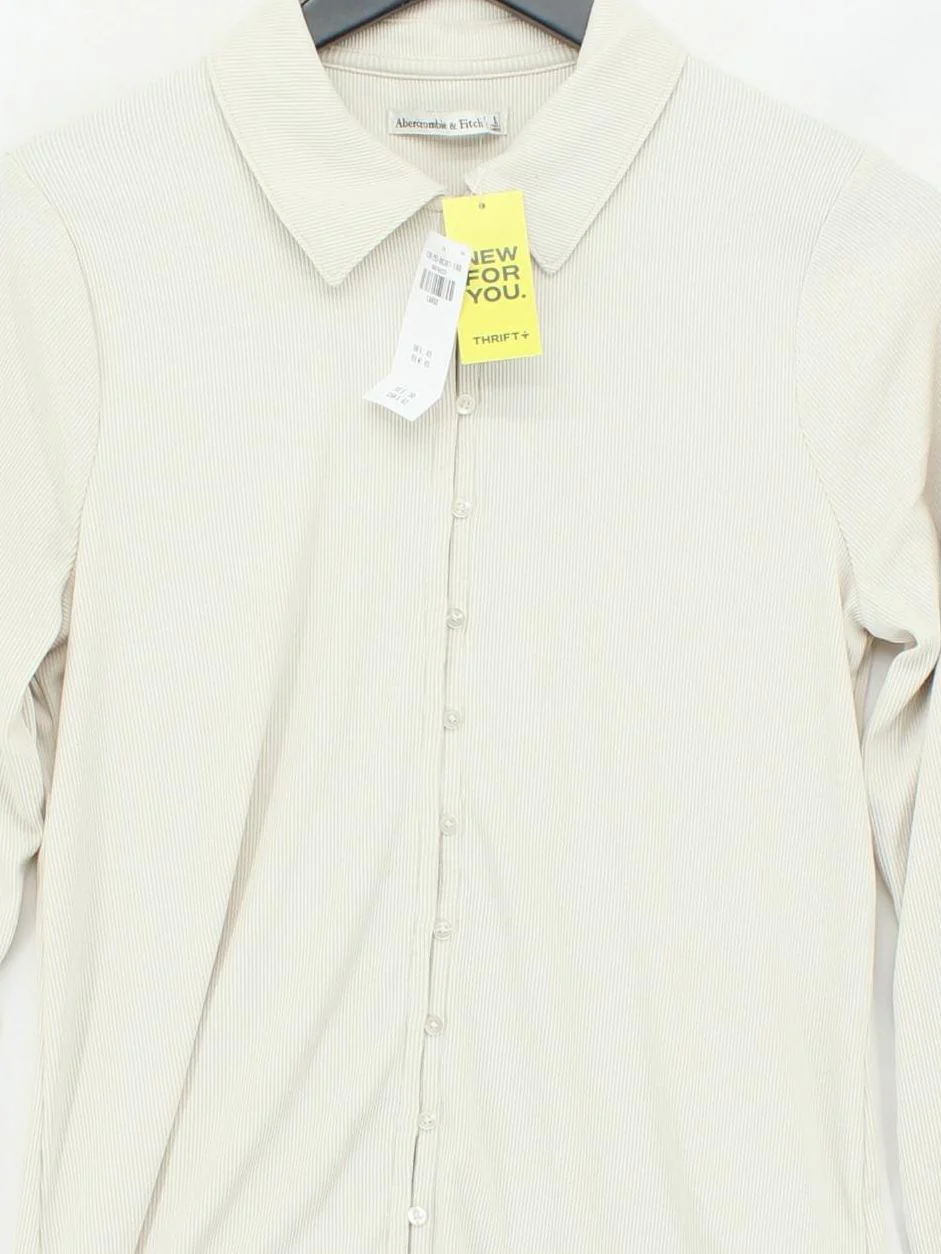 Abercrombie & Fitch Women's Shirt L Cream Polyester with Elastane Basic - Image 3