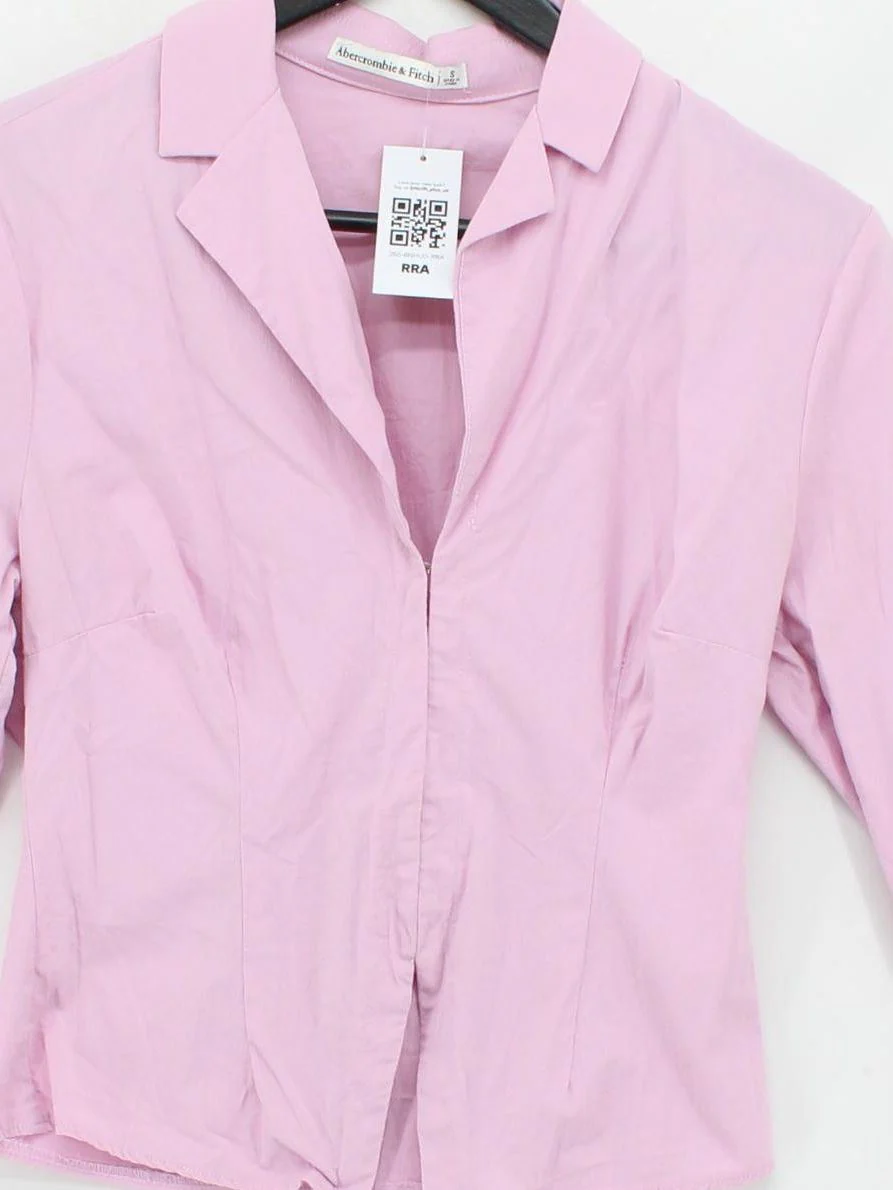 Abercrombie & Fitch Women's Shirt S Pink 100% Other Long Sleeve Collared Basic - Image 3