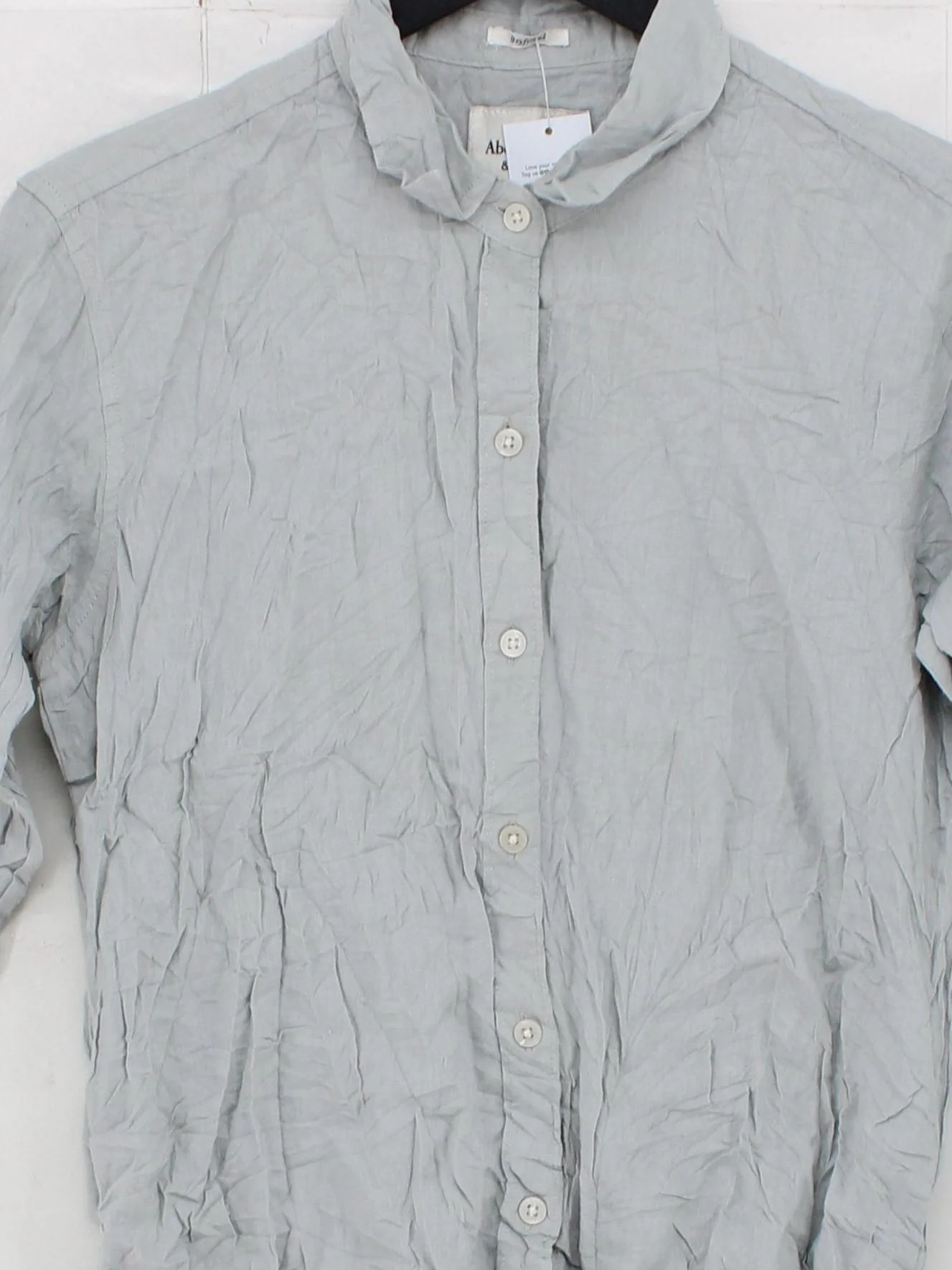 Abercrombie & Fitch Women's Shirt XS Grey Linen with Viscose Basic - Image 3