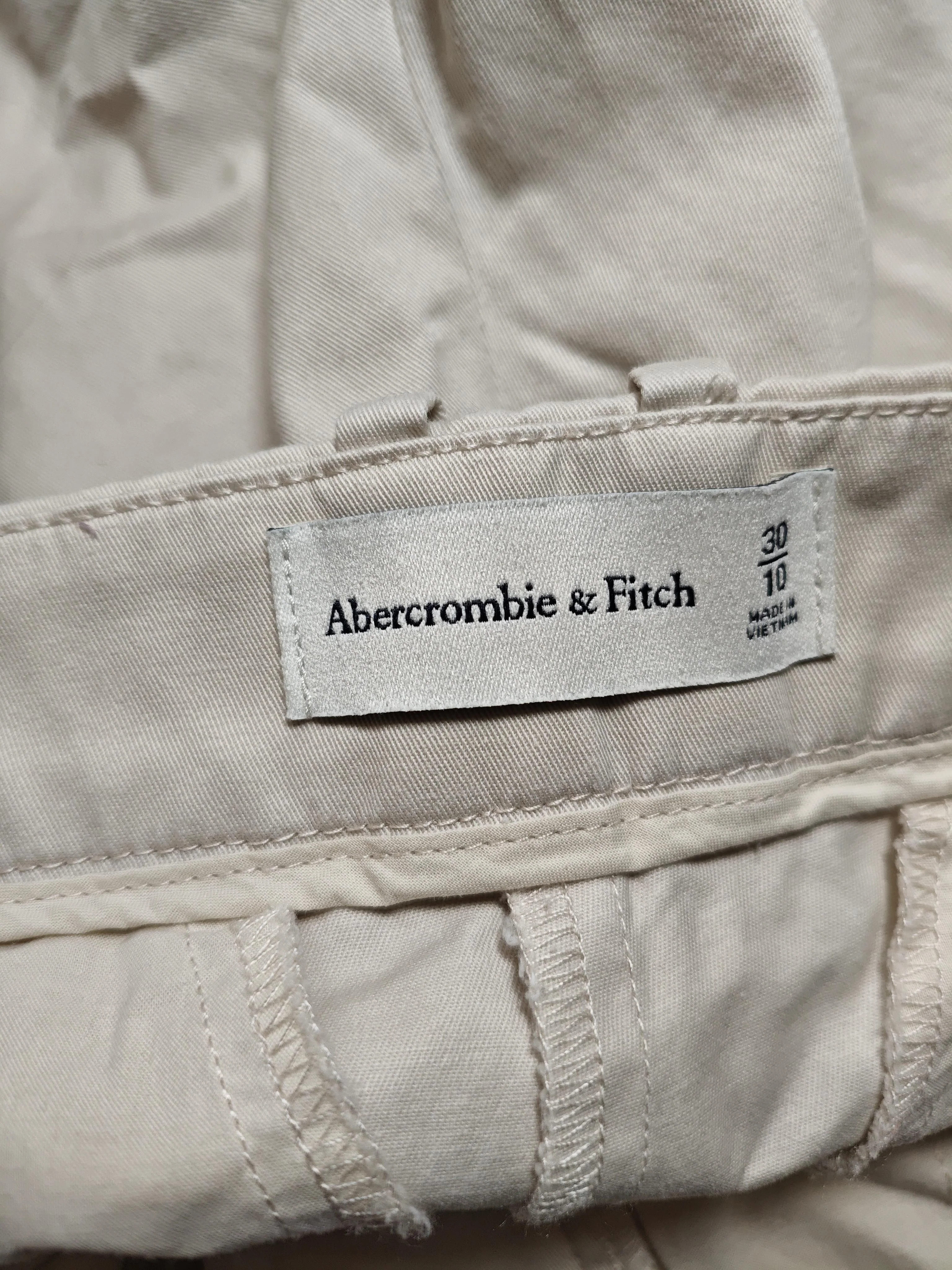Abercrombie & Fitch Women's Shorts UK 10 Cream Cotton with Elastane Cargo - Image 5