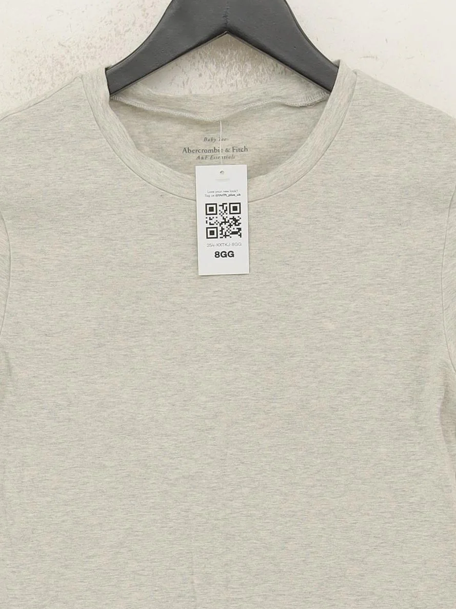Abercrombie & Fitch Women's T-Shirt S Grey Cotton with Elastane Basic - Image 3