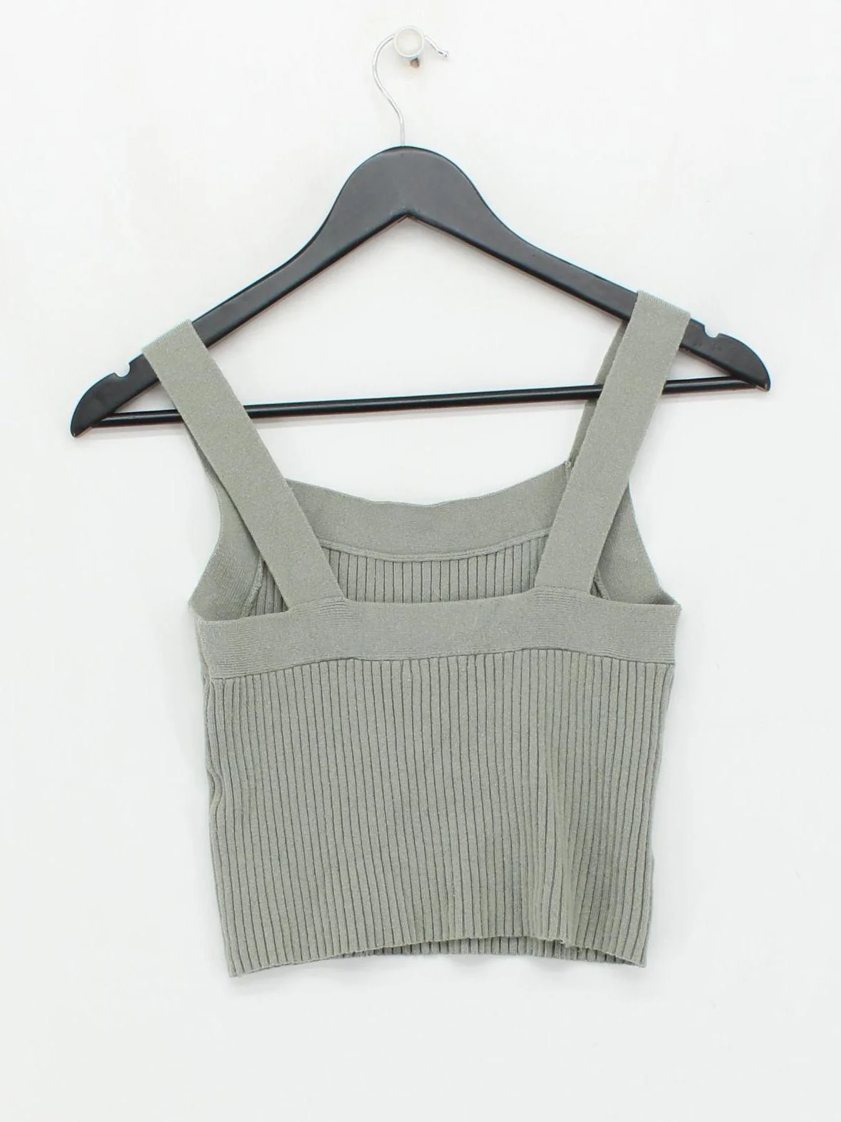 Abercrombie & Fitch Women's Top M Grey 100% Other Sleeveless Square Neck Cropped - Image 2
