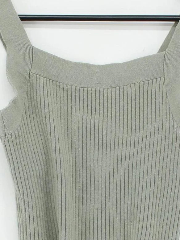 Abercrombie & Fitch Women's Top M Grey 100% Other Sleeveless Square Neck Cropped - Image 3