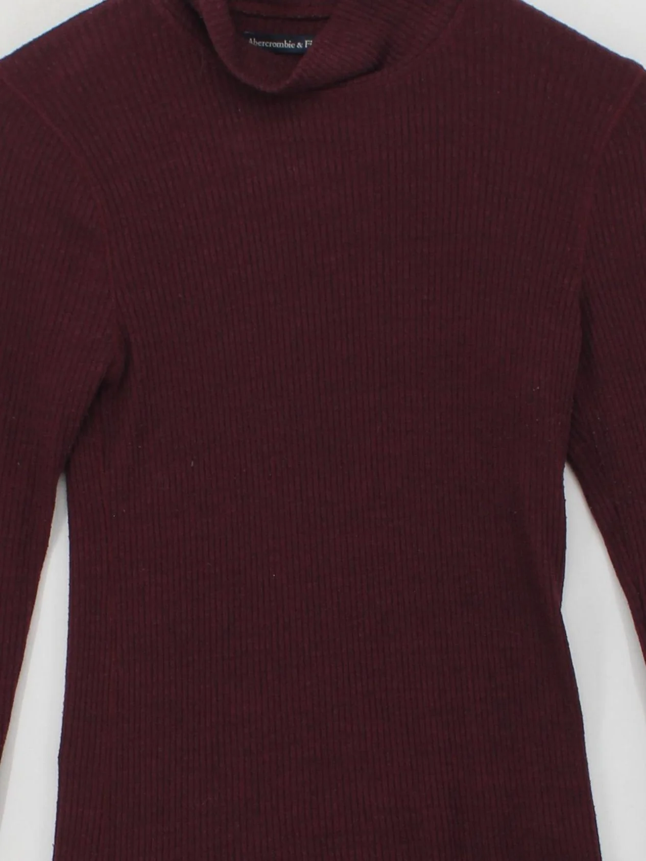 Abercrombie & Fitch Women's Top M Red 100% Other Long Sleeve High Neck Basic - Image 3