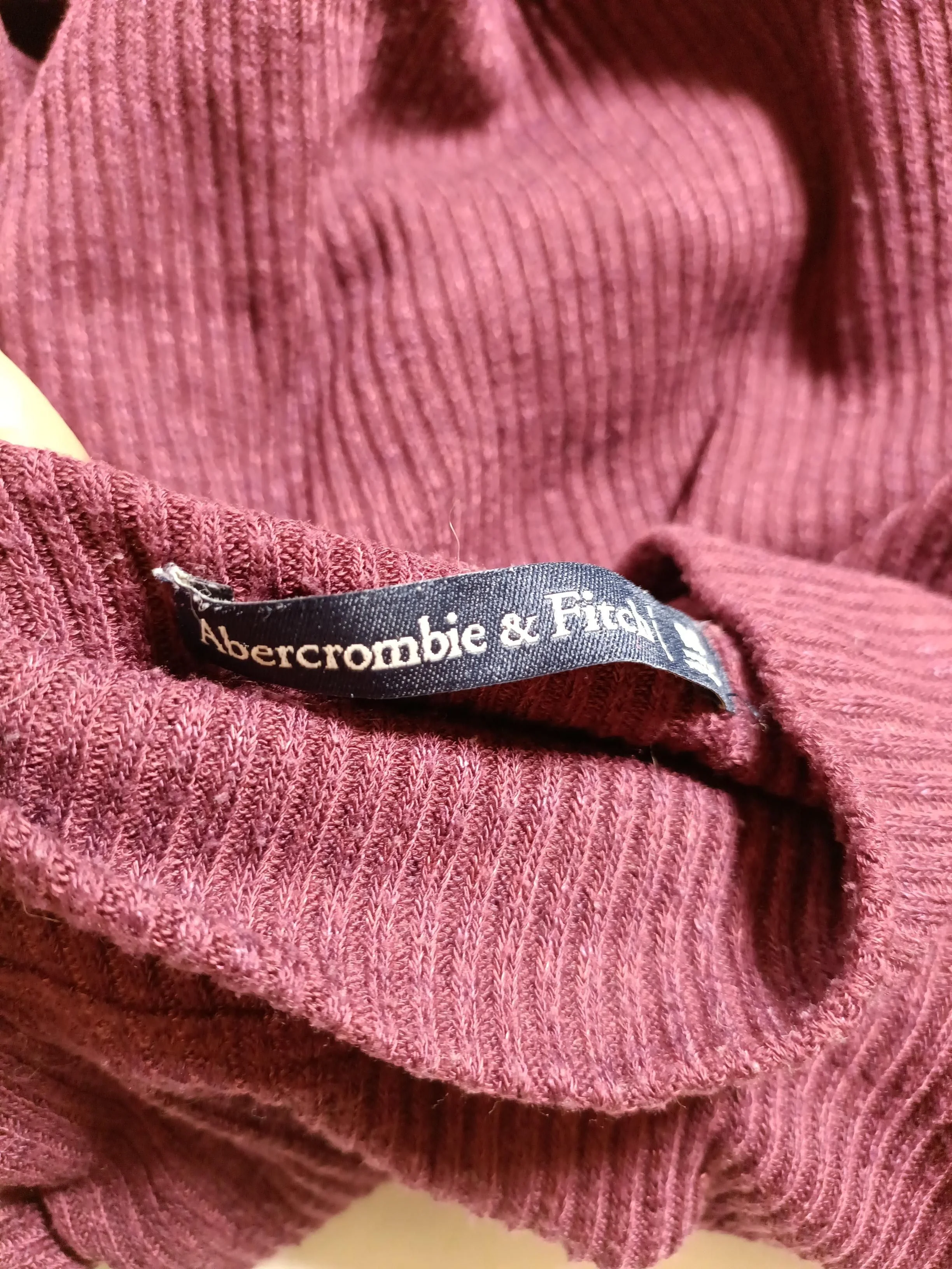 Abercrombie & Fitch Women's Top M Red 100% Other Long Sleeve High Neck Basic - Image 6