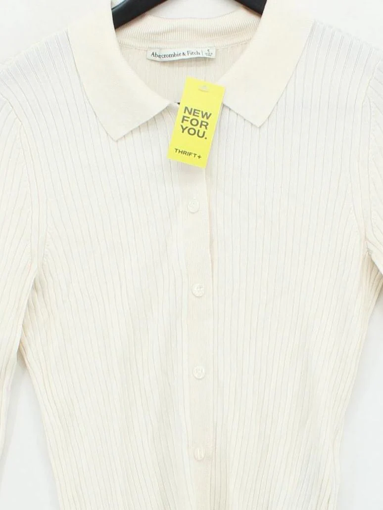 Abercrombie & Fitch Women's Top S Cream Viscose with Nylon Basic - Image 3