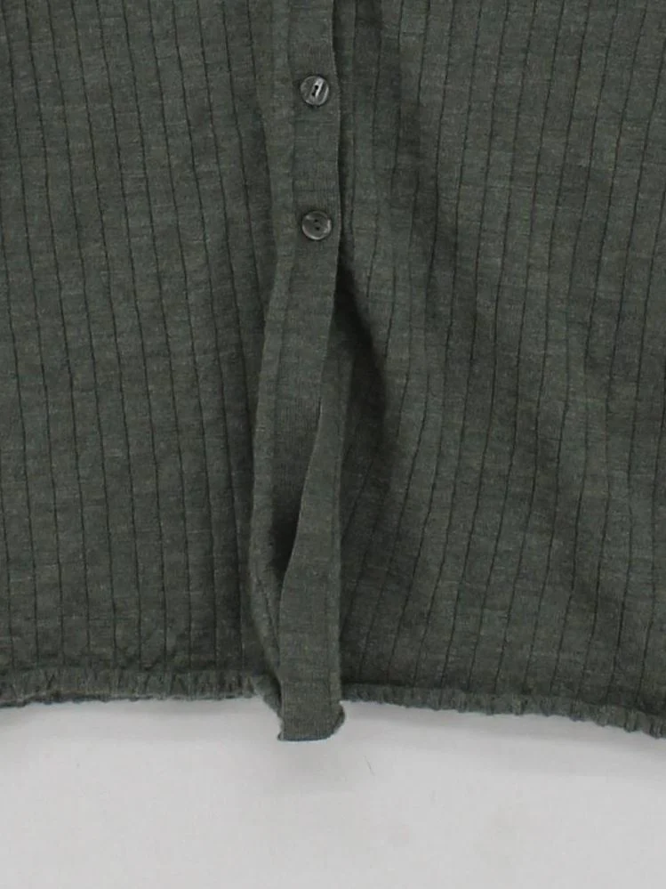 Abercrombie & Fitch Women's Top S Green 100% Wool Long Sleeve Collared Basic - Image 4