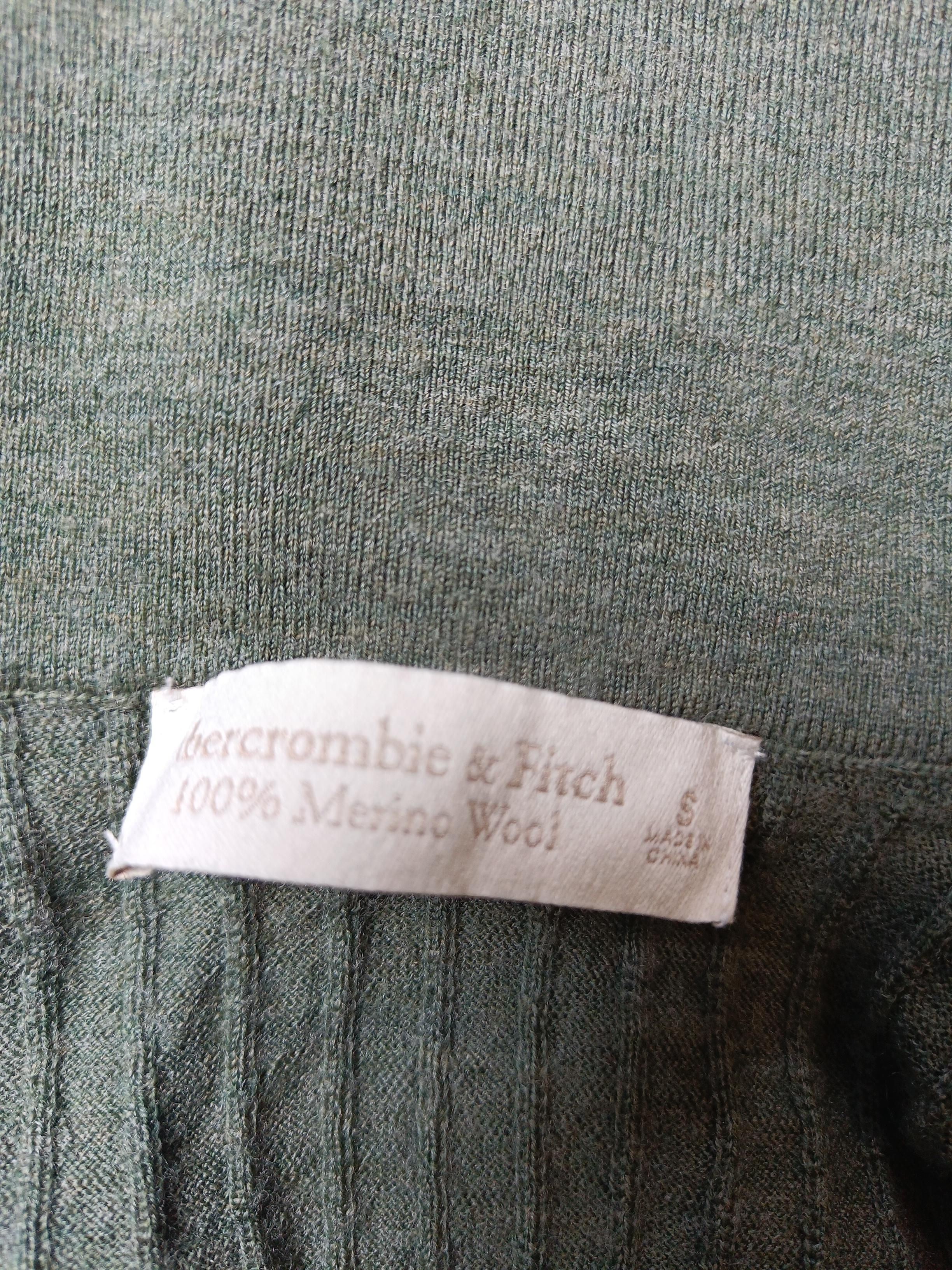 Abercrombie & Fitch Women's Top S Green 100% Wool Long Sleeve Collared Basic - Image 5