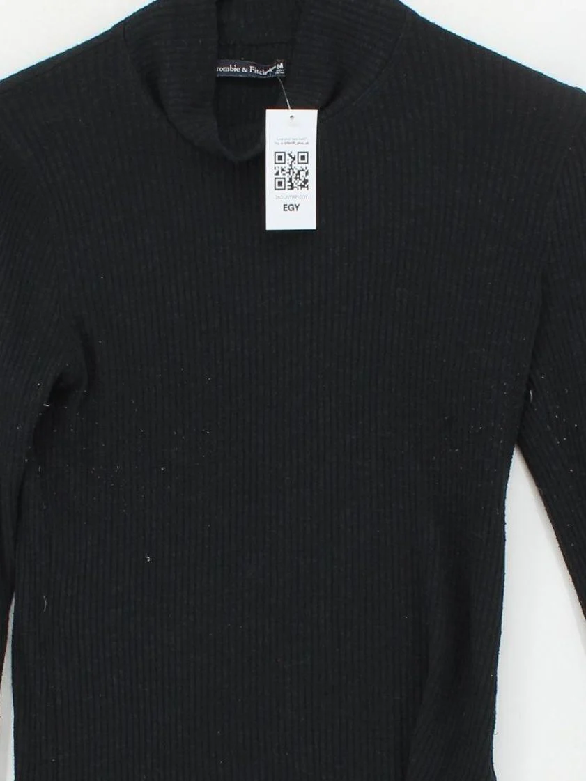 Abercrombie & Fitch Women's Top UK 10 Black 100% Other Jersey - Image 3