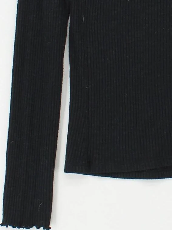 Abercrombie & Fitch Women's Top UK 10 Black 100% Other Jersey - Image 4