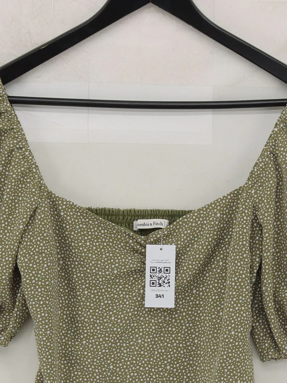 Abercrombie & Fitch Women's Top XS Green Polyester with Elastane Cropped - Image 3