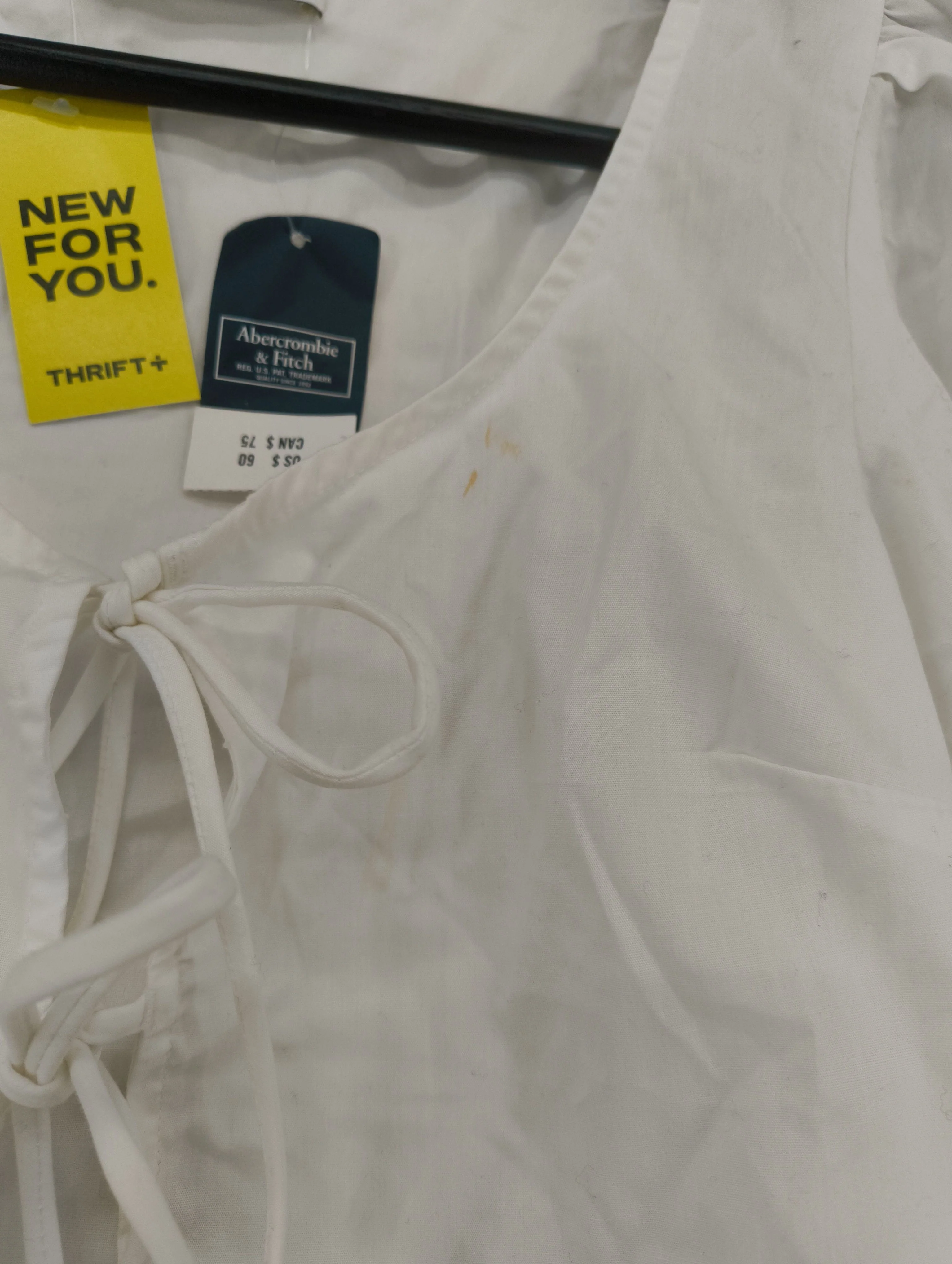 Abercrombie & Fitch Women's Top XXS White Cotton with Polyester Cropped - Image 5