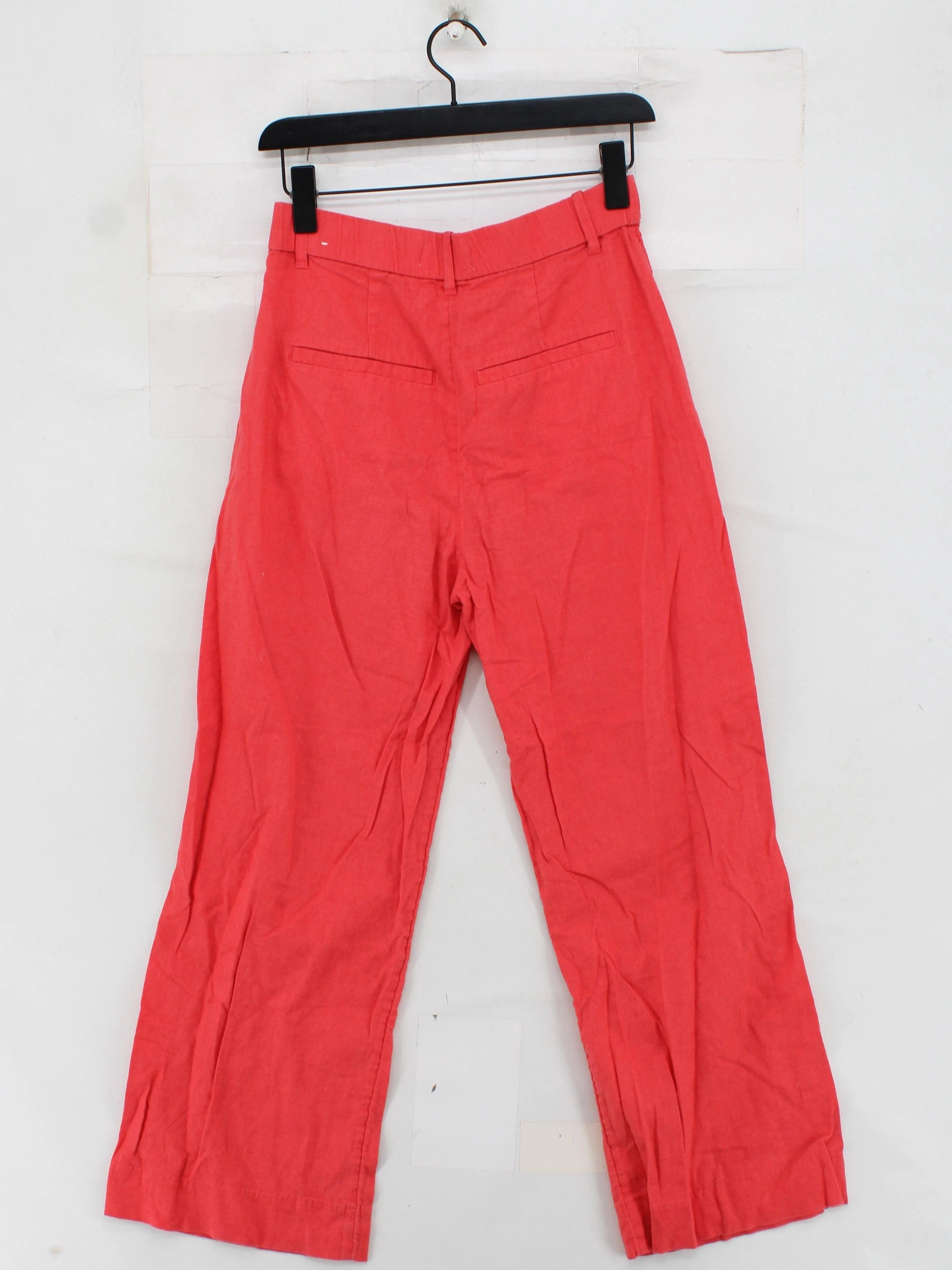 Abercrombie & Fitch Women's Trousers S Red Linen with Cotton Wide-Leg Chino - Image 2