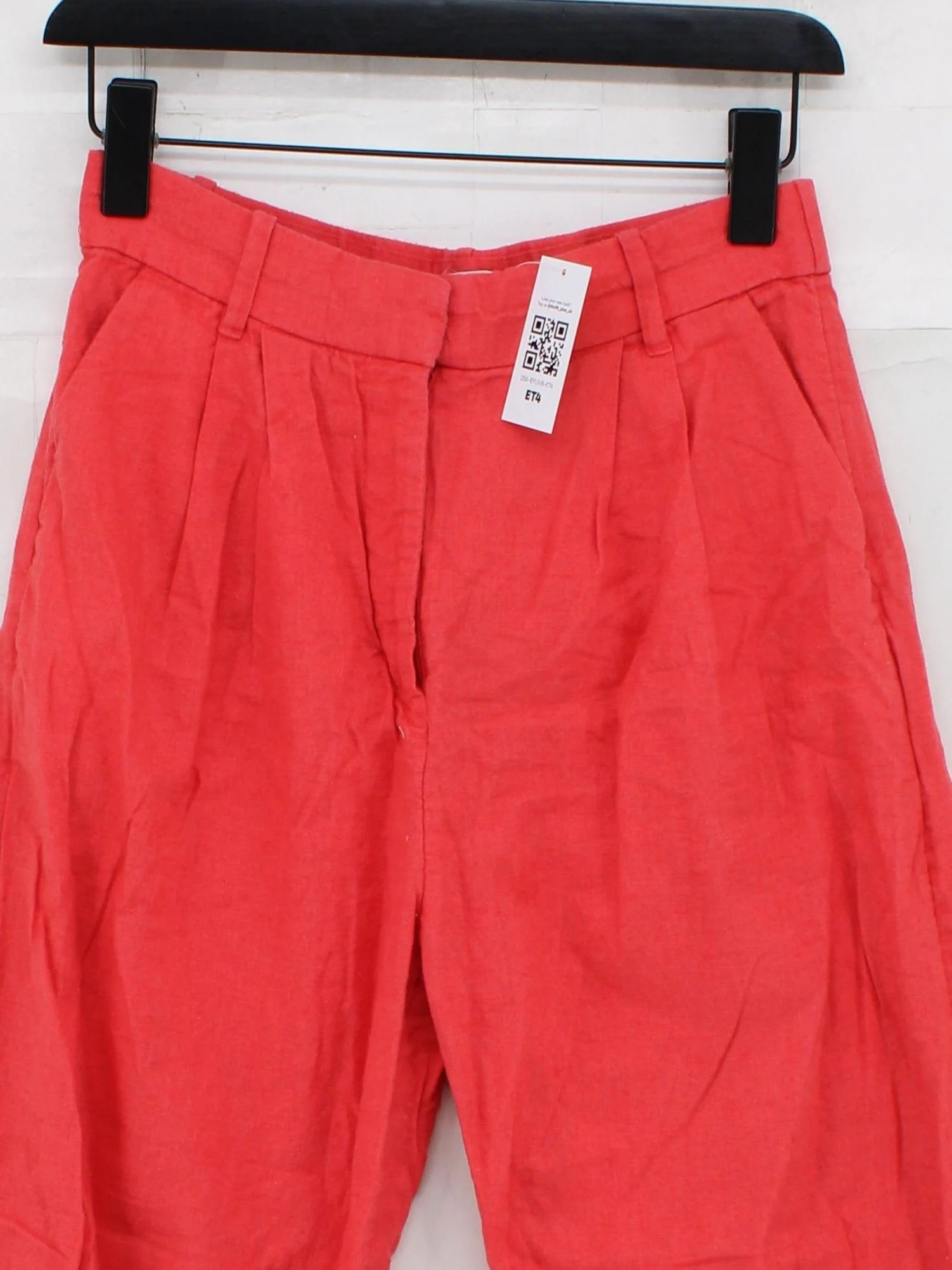 Abercrombie & Fitch Women's Trousers S Red Linen with Cotton Wide-Leg Chino - Image 3