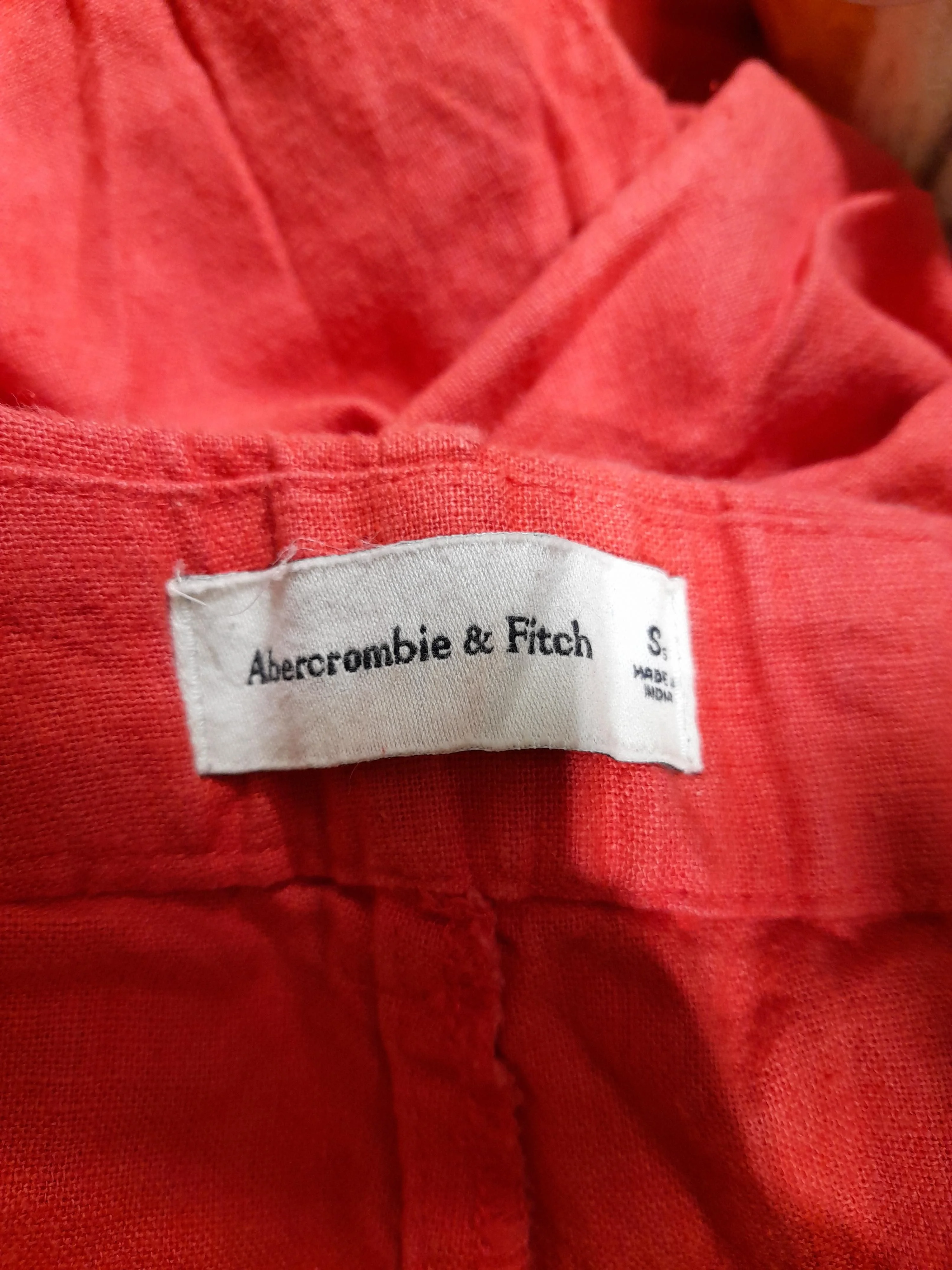Abercrombie & Fitch Women's Trousers S Red Linen with Cotton Wide-Leg Chino - Image 5