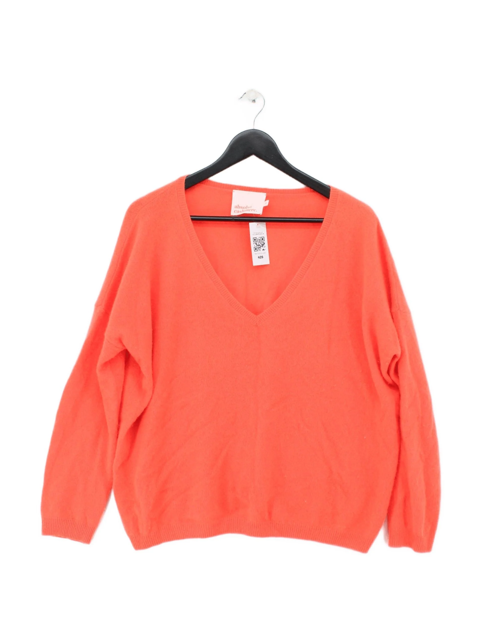 Absolut Cashmere Women's Jumper M Orange 100% Cashmere V-Neck Pullover