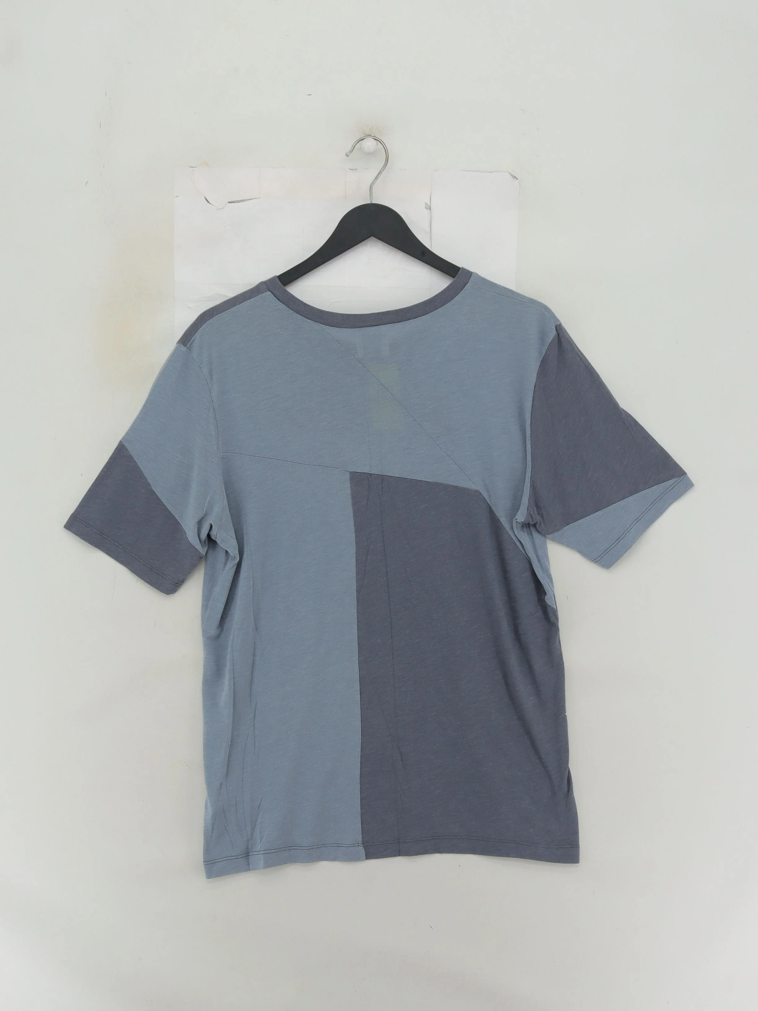 Acne Men's T-Shirt M Blue Geometric Cotton with Polyester Basic - Image 2