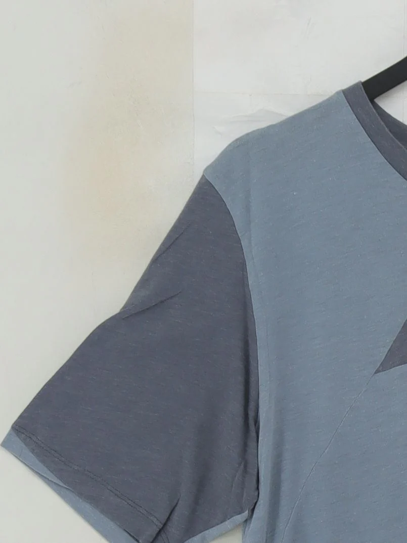Acne Men's T-Shirt M Blue Geometric Cotton with Polyester Basic - Image 4