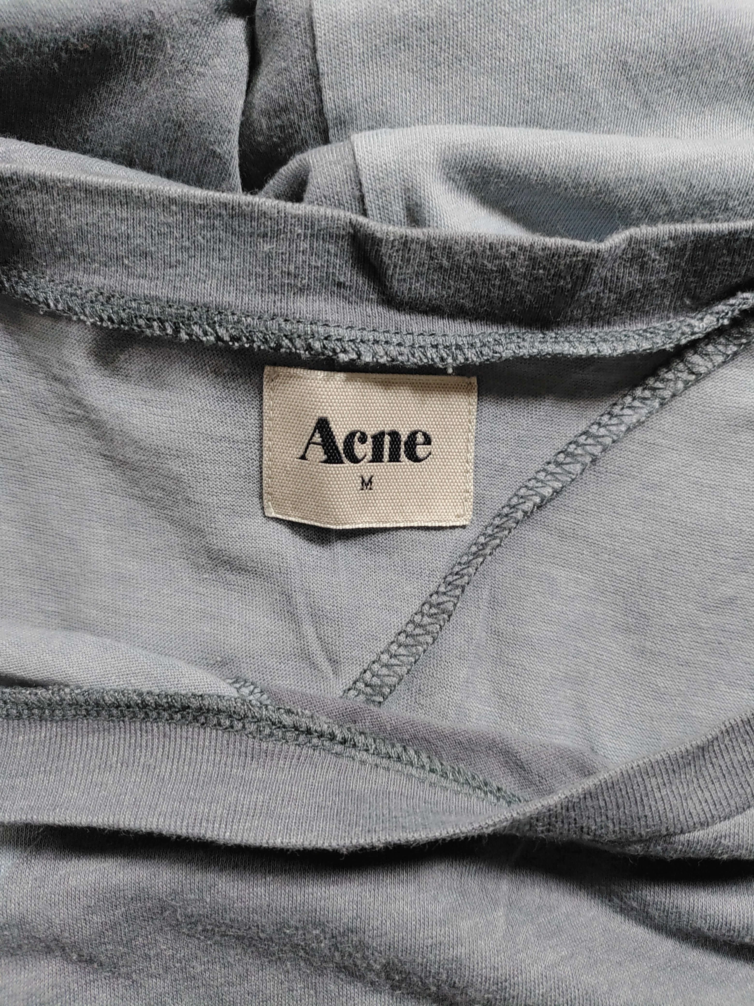 Acne Men's T-Shirt M Blue Geometric Cotton with Polyester Basic - Image 6