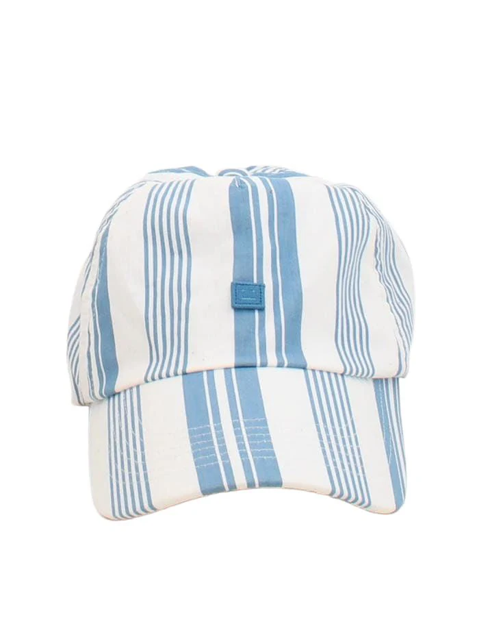 Acne Studios Men's Hat White Striped 100% Cotton Baseball Cap