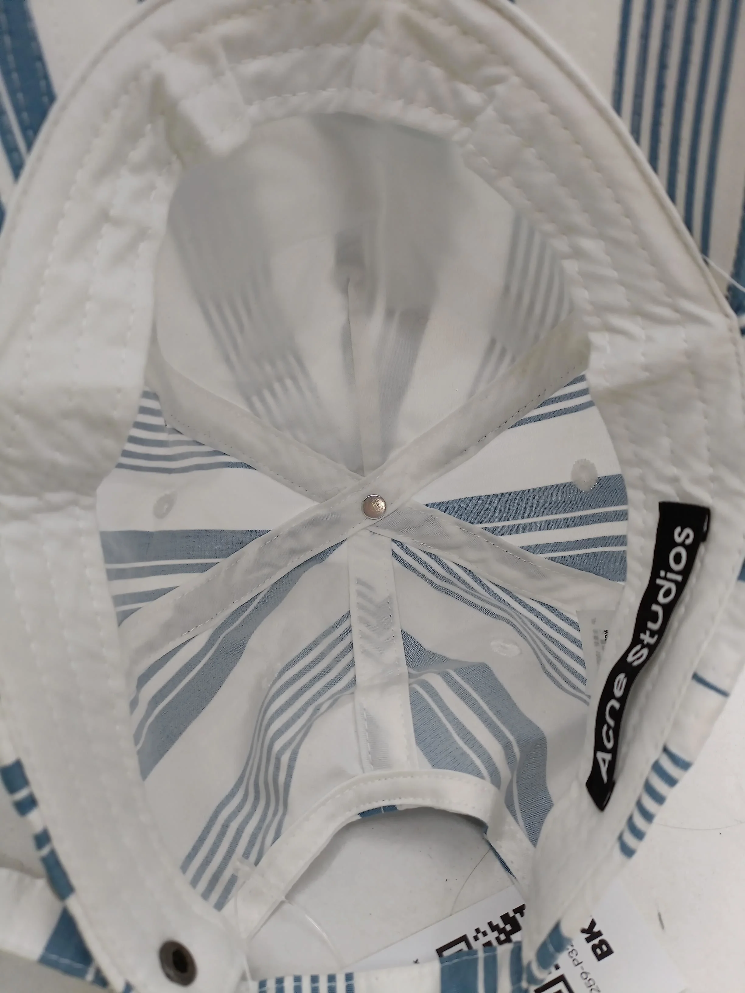 Acne Studios Men's Hat White Striped 100% Cotton Baseball Cap - Image 4