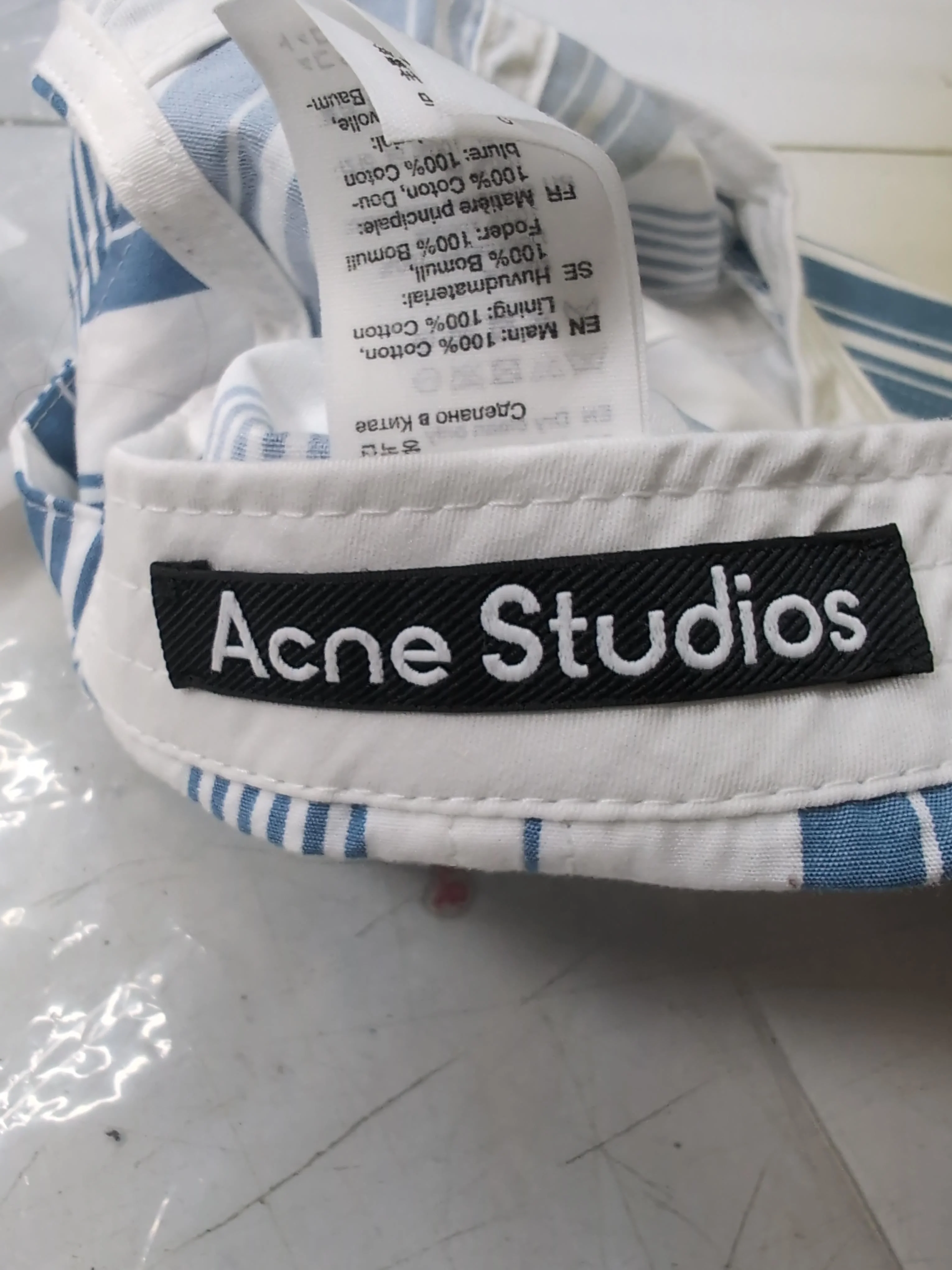 Acne Studios Men's Hat White Striped 100% Cotton Baseball Cap - Image 5