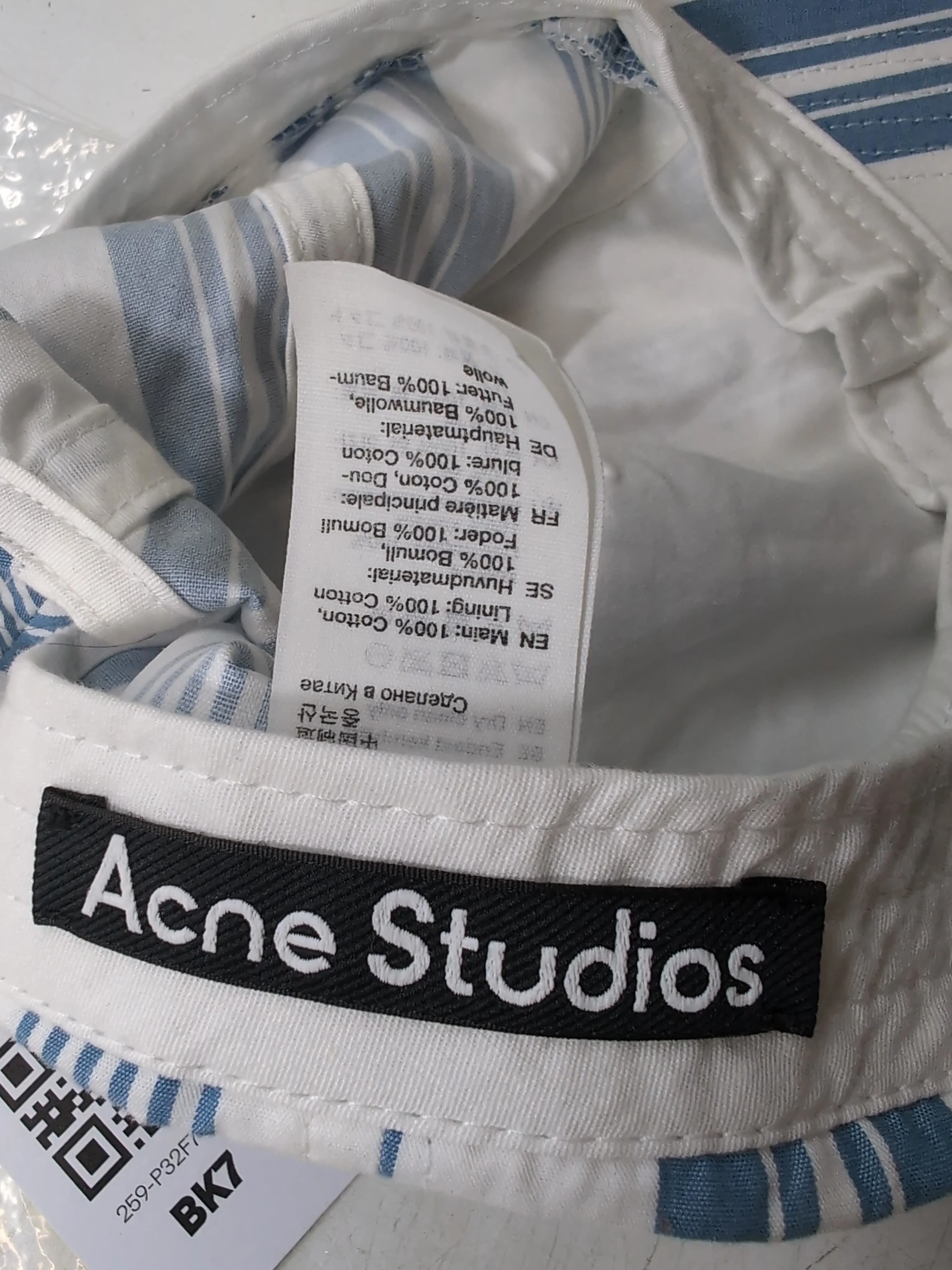 Acne Studios Men's Hat White Striped 100% Cotton Baseball Cap - Image 6