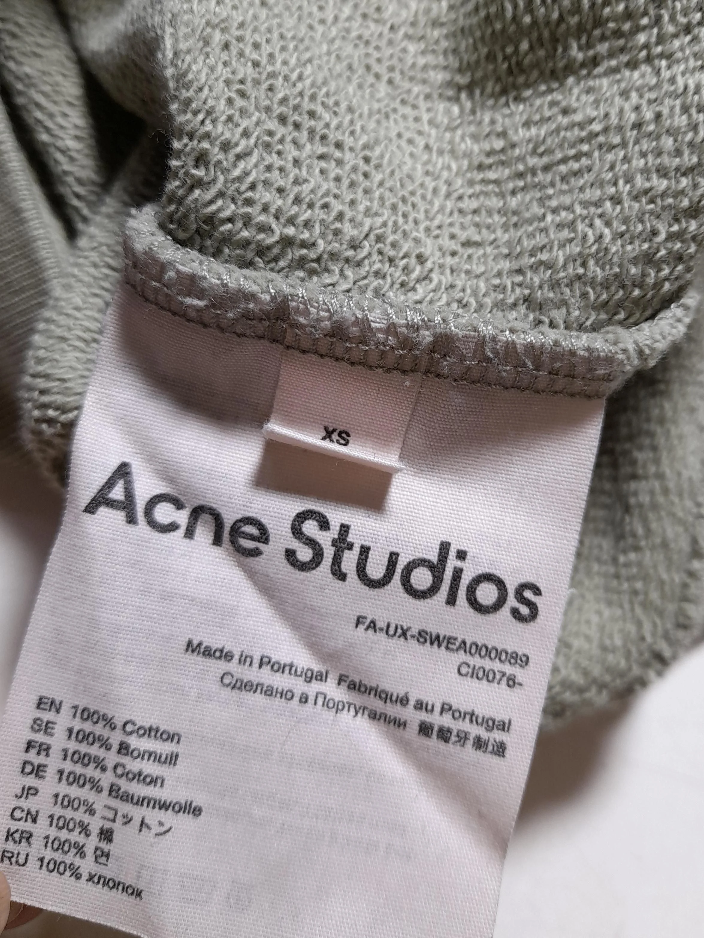 Acne Studios Men's Hoodie XS Green 100% Cotton Pullover - Image 6