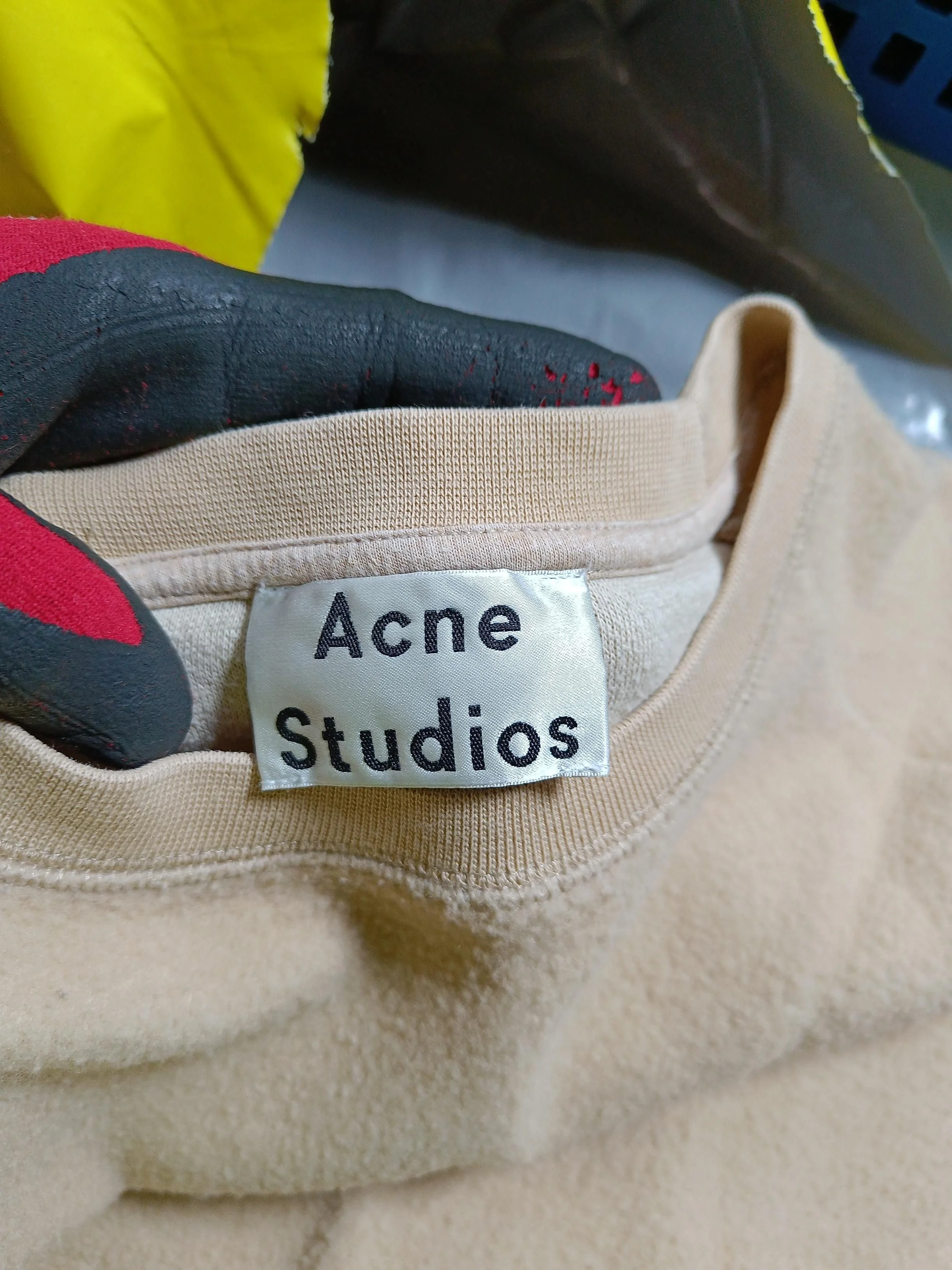Acne Studios Men's Hoodie XS Tan Acrylic with Cotton, Polyester, Wool Pullover - Image 5