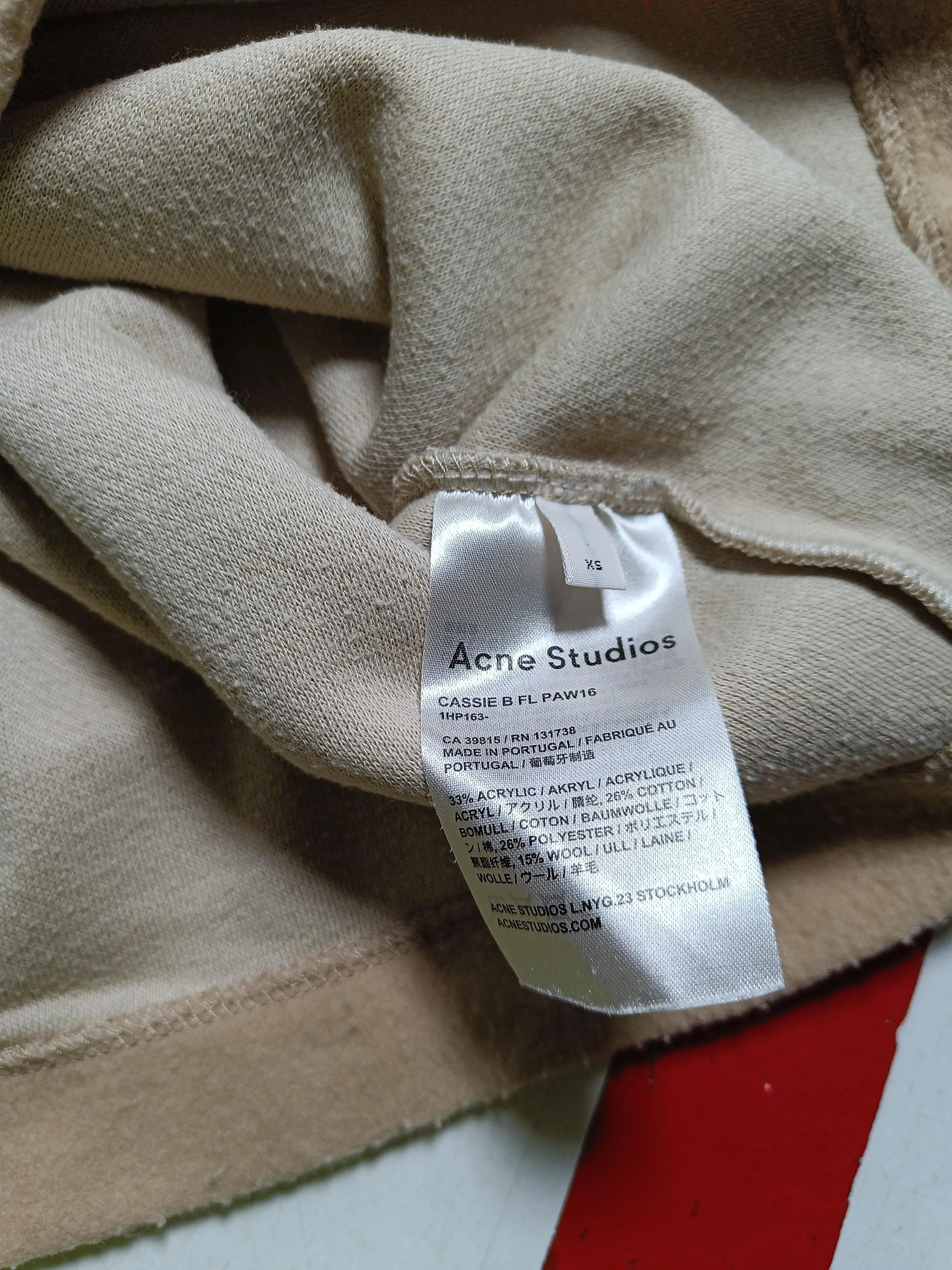 Acne Studios Men's Hoodie XS Tan Acrylic with Cotton, Polyester, Wool Pullover - Image 6