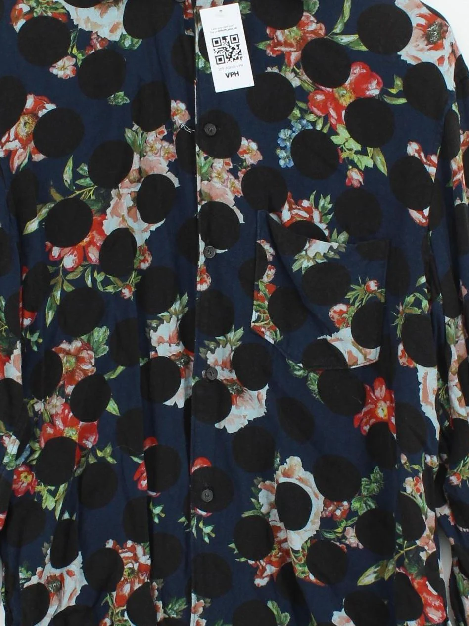 Acne Studios Men's Shirt XL Blue Floral 100% Viscose Basic - Image 3