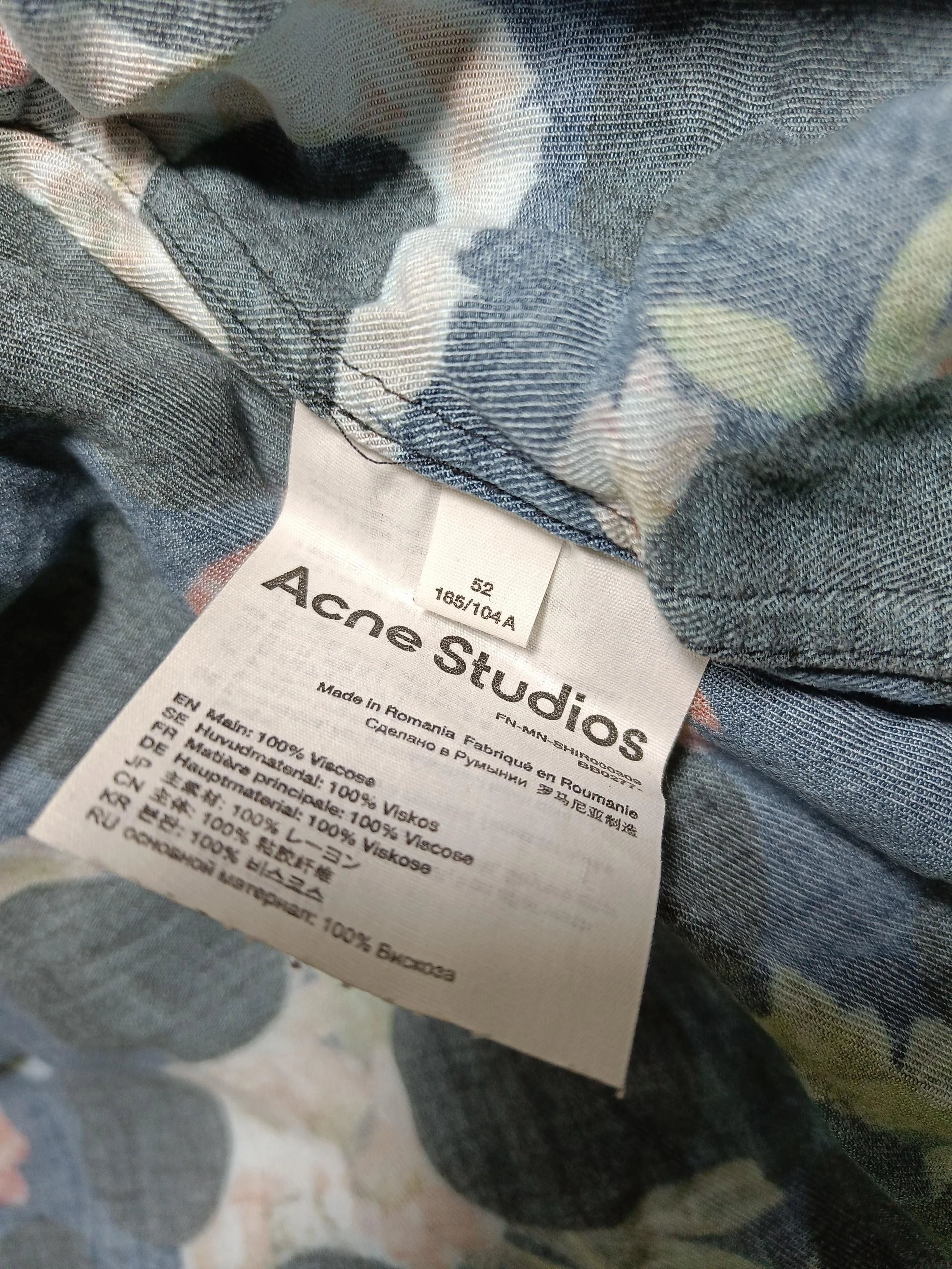 Acne Studios Men's Shirt XL Blue Floral 100% Viscose Basic - Image 6