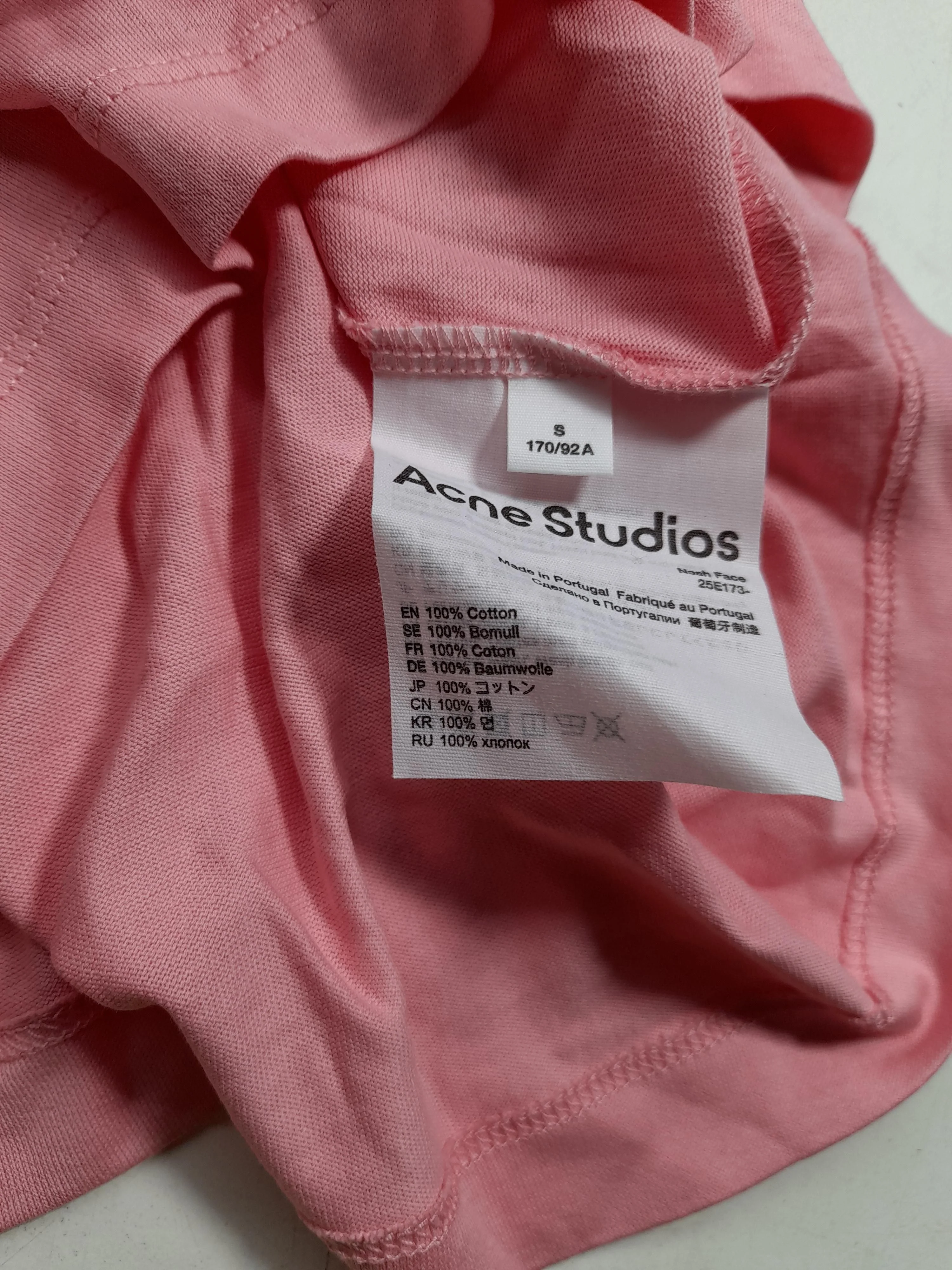 Acne Studios Men's T-Shirt S Pink 100% Cotton Basic - Image 6