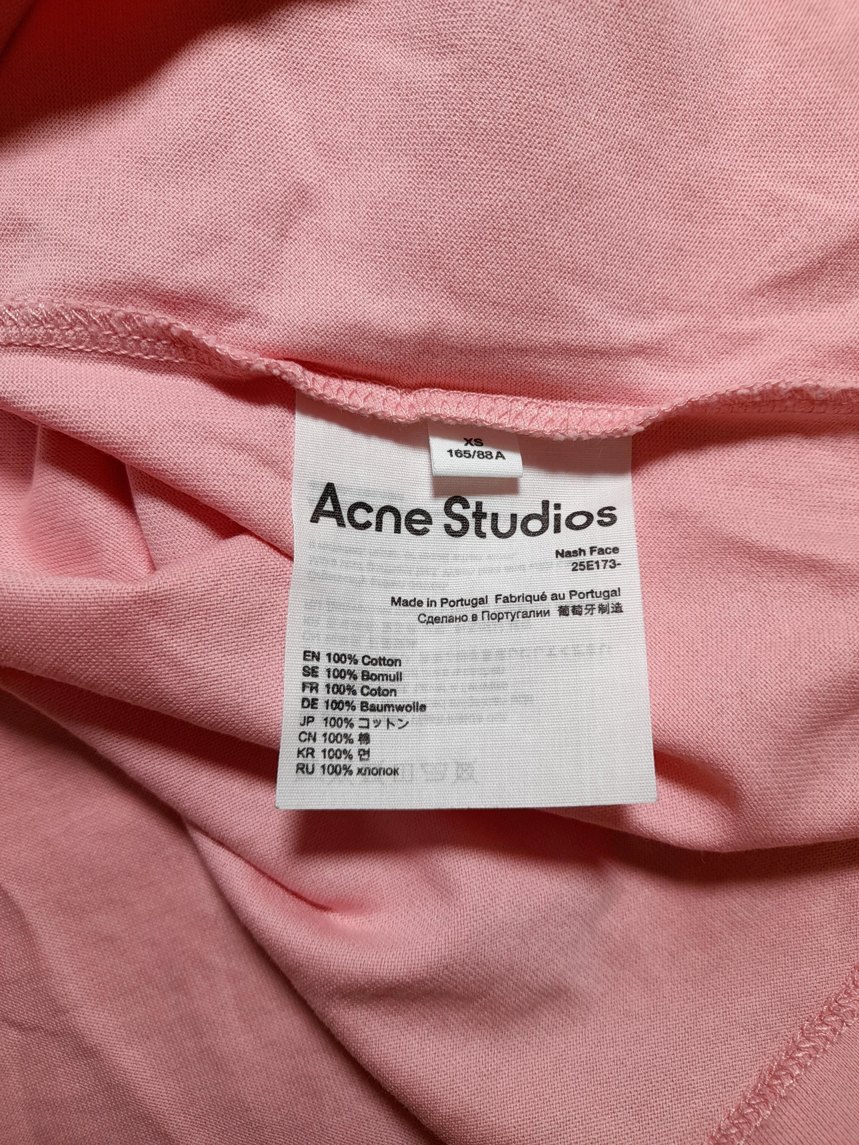 Acne Studios Men's T-Shirt XS Pink 100% Cotton Basic - Image 7