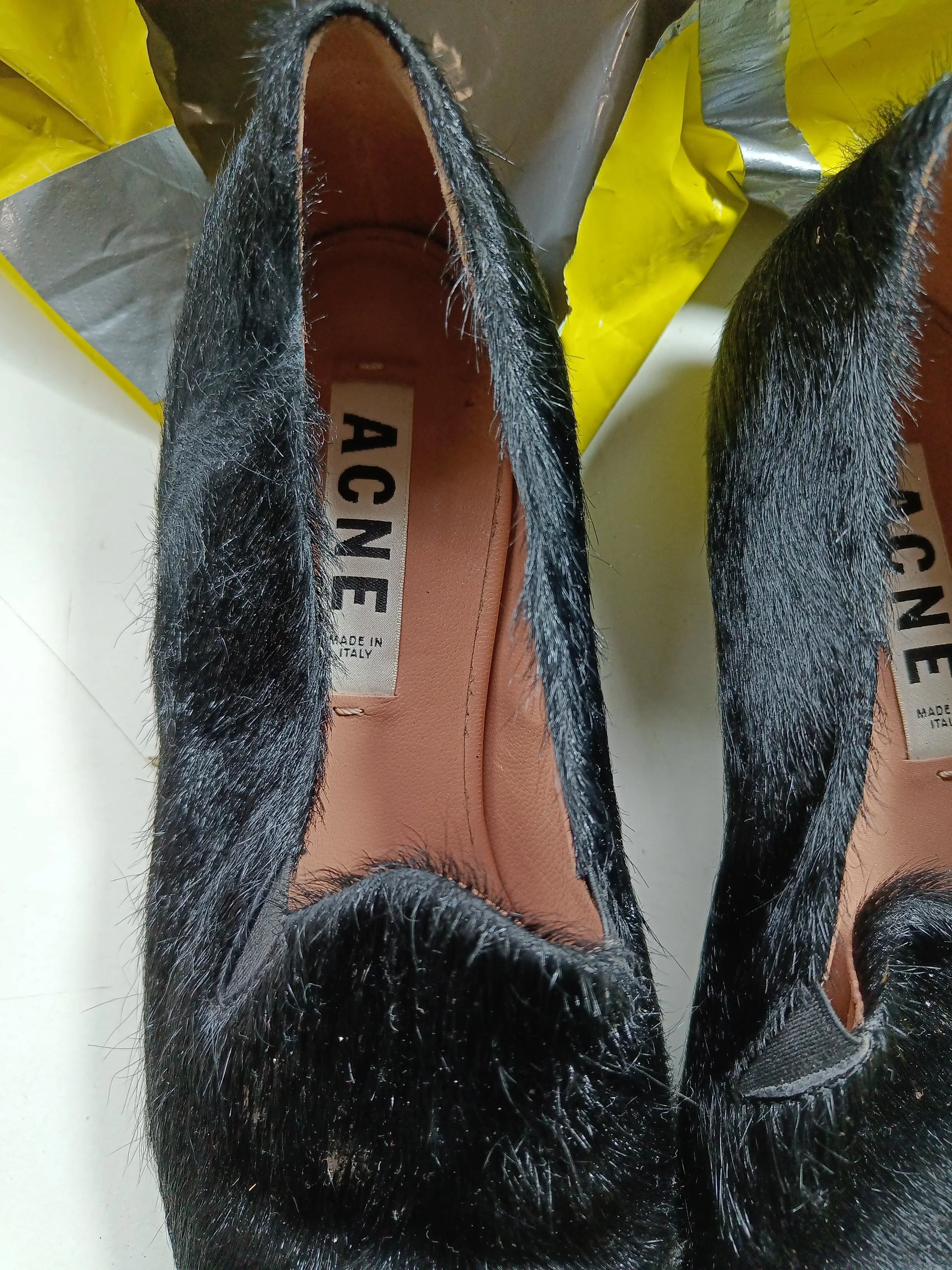 Acne Studios Women's Flat Shoes UK 6 Black Animal Fur with Leather Loafer - Image 9