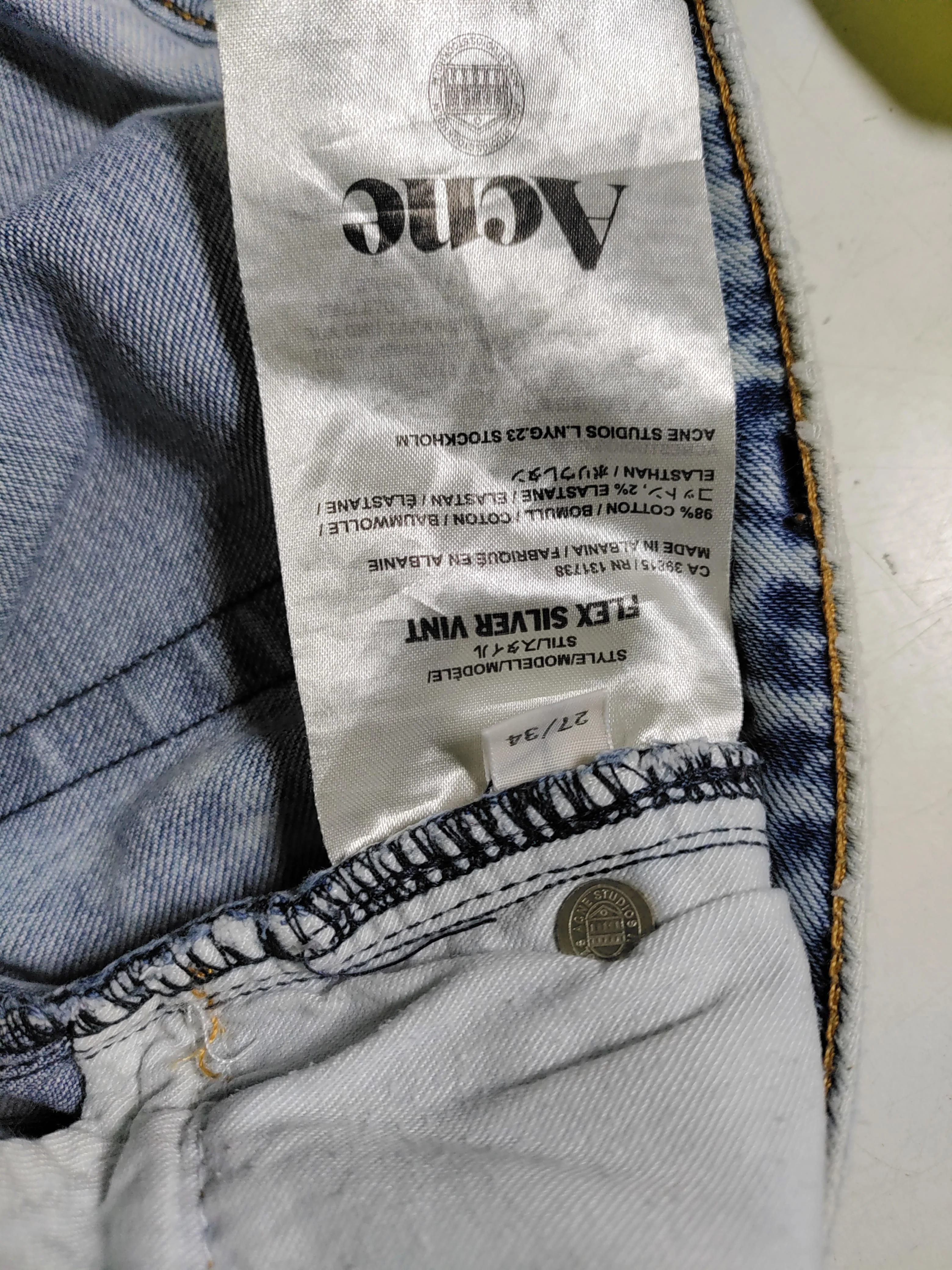 Acne Studios Women's Jeans W 27 in; L 34 in Blue Cotton with Elastane Straight - Image 6