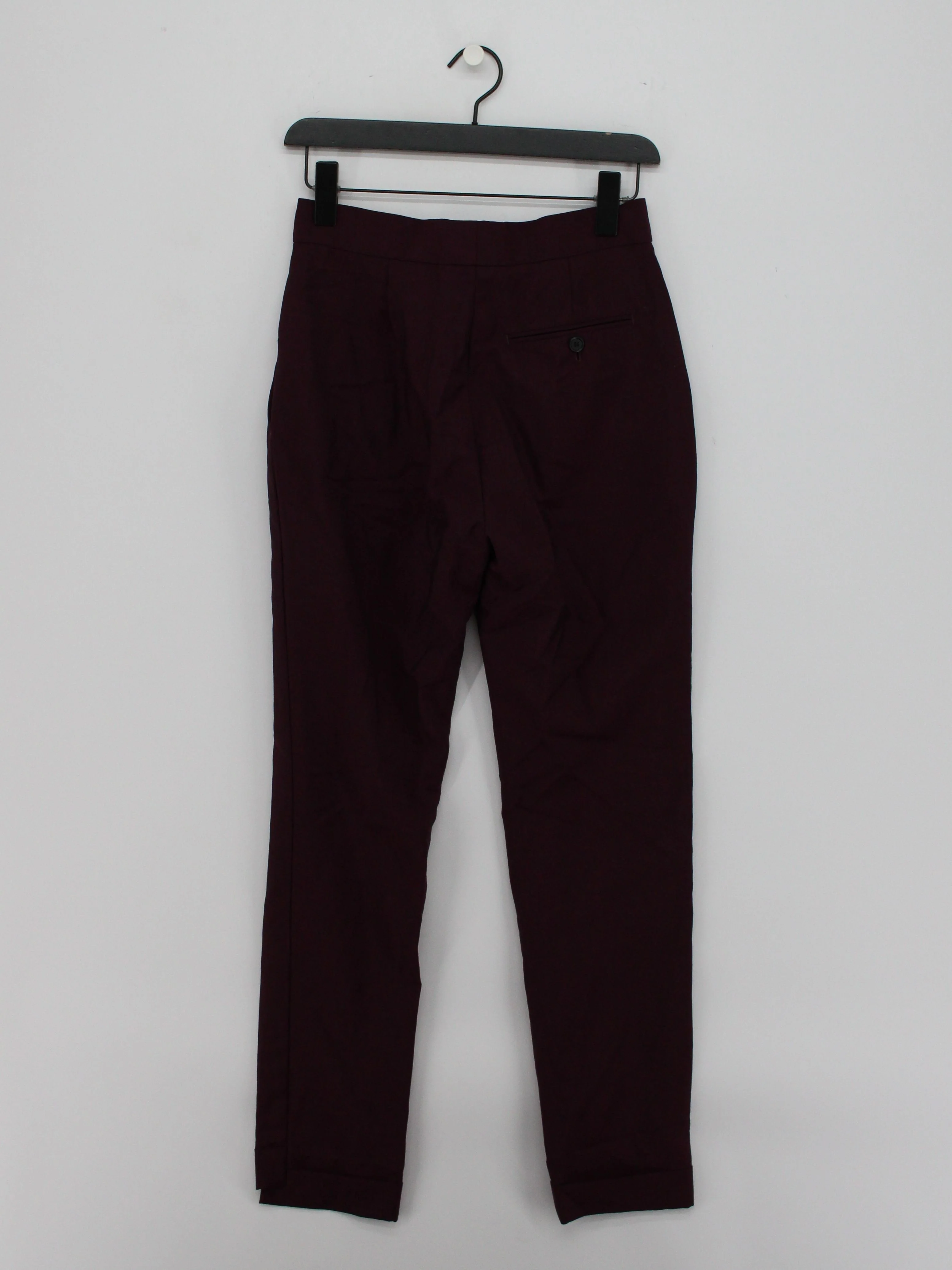 Acne Studios Women's Trousers UK 6 Purple Wool with Mohair Straight Cropped - Image 2