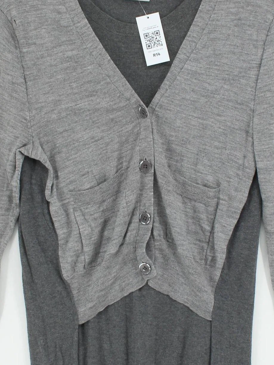 Acne Women's Cardigan L Grey Wool with Cotton V-Neck Cardigan - Image 3