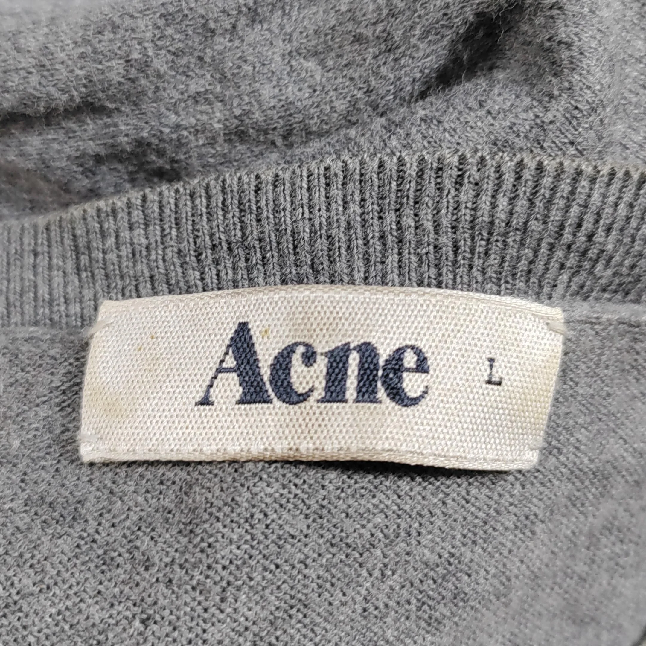 Acne Women's Cardigan L Grey Wool with Cotton V-Neck Cardigan - Image 6