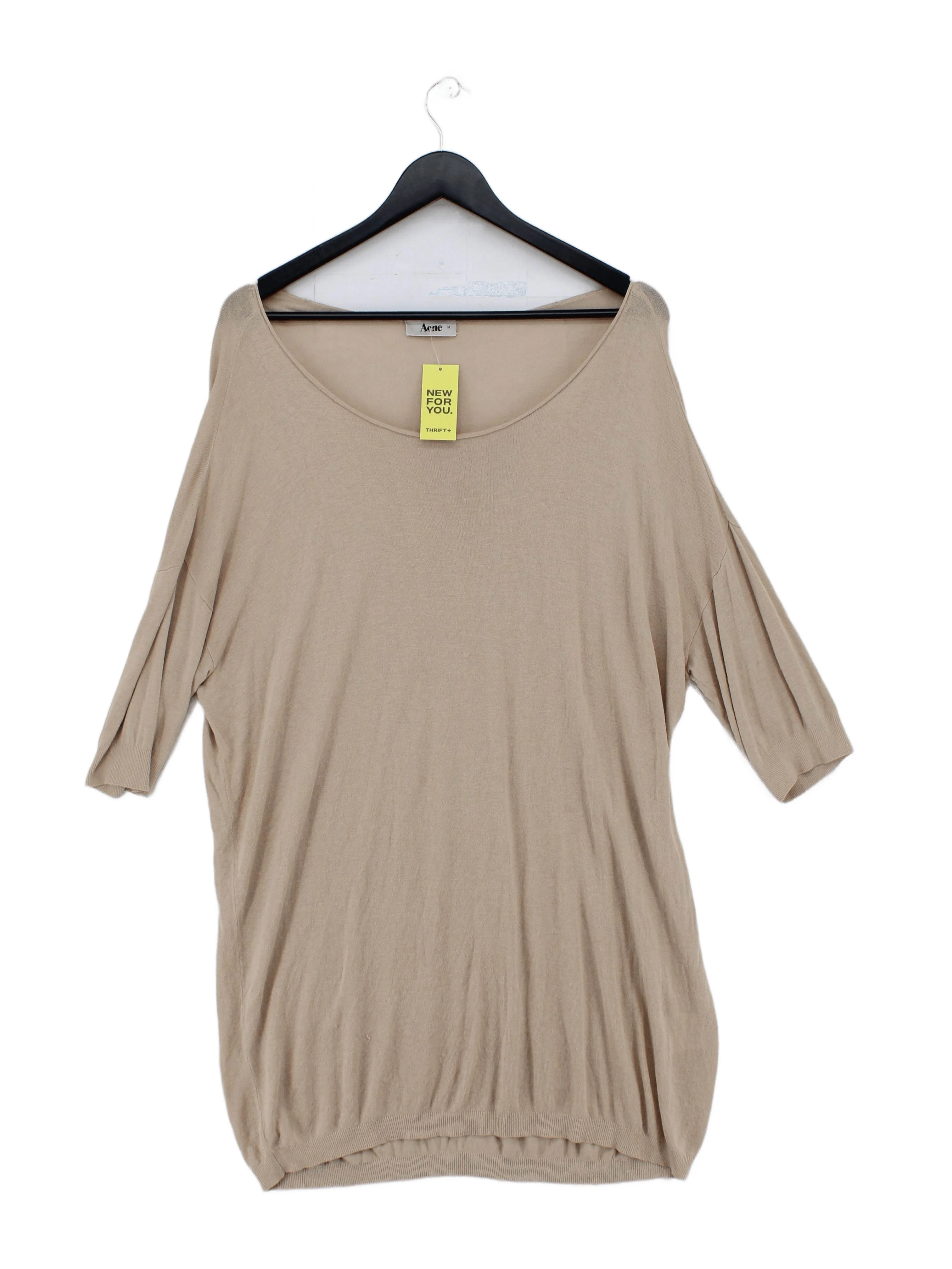 Acne Women's Jumper M Tan 100% Rayon Round Neck Pullover