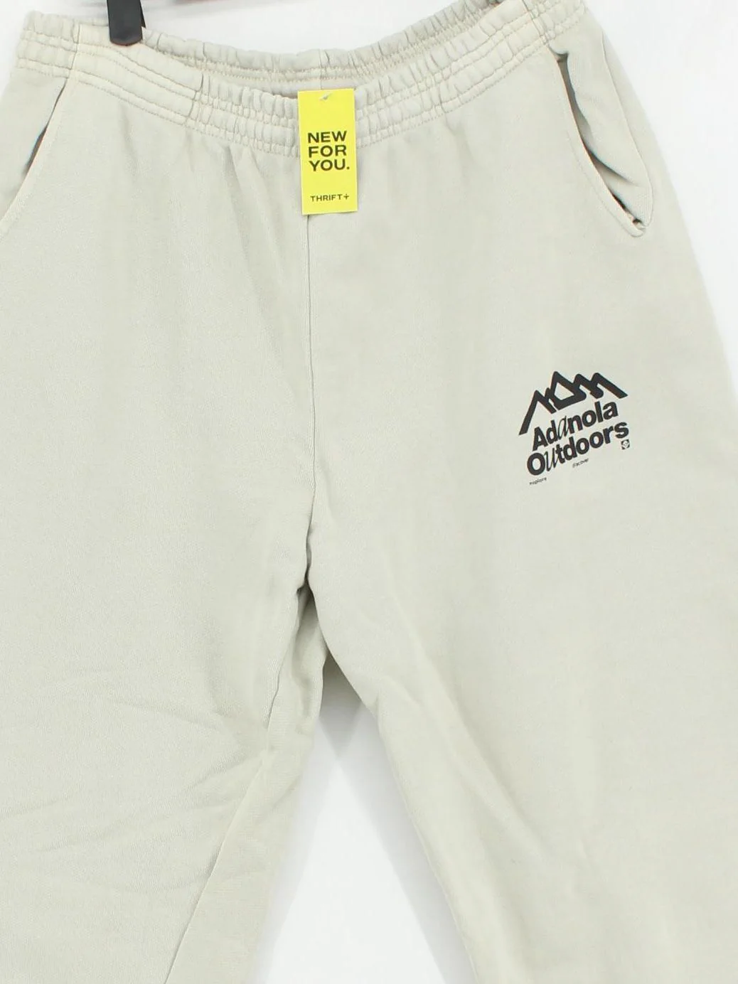 Adanola Men's Sports Bottoms L Cream Graphic 100% Cotton Sweatpants - Image 3